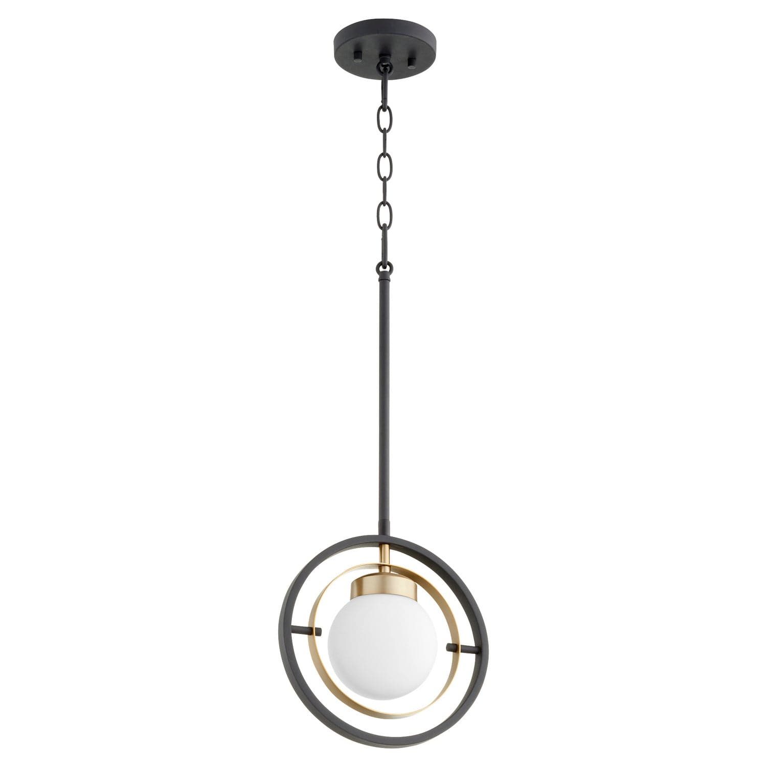 Quorum - 306-6980 - One Light Pendant - Nimbus - Textured Black w/ Aged Brass