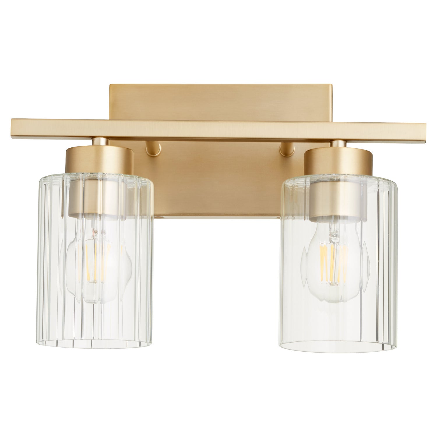 Quorum - 501-2-280 - Two Light Vanity - Ladin - Aged Brass w/ Clear Fluted Glass