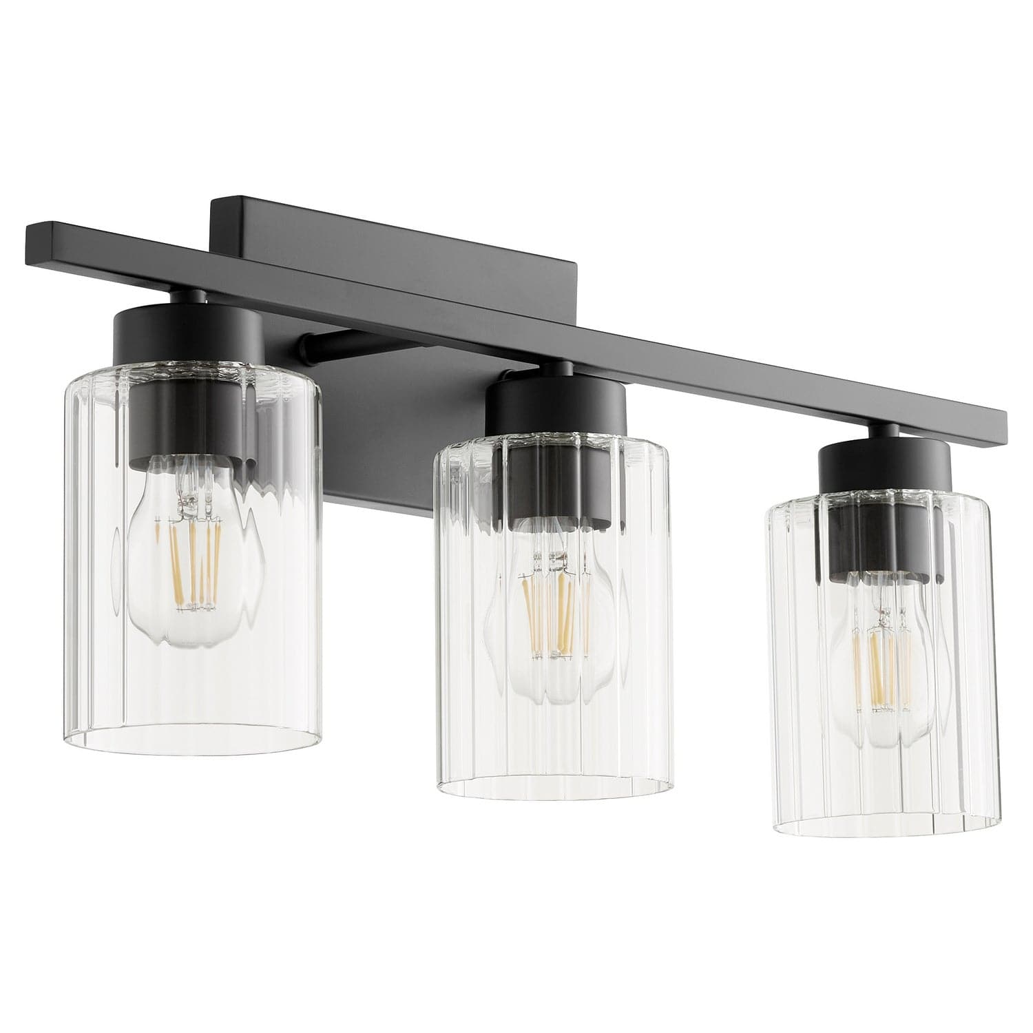 Quorum - 501-3-69 - Three Light Vanity - Ladin - Textured Black w/ Clear Fluted Glass