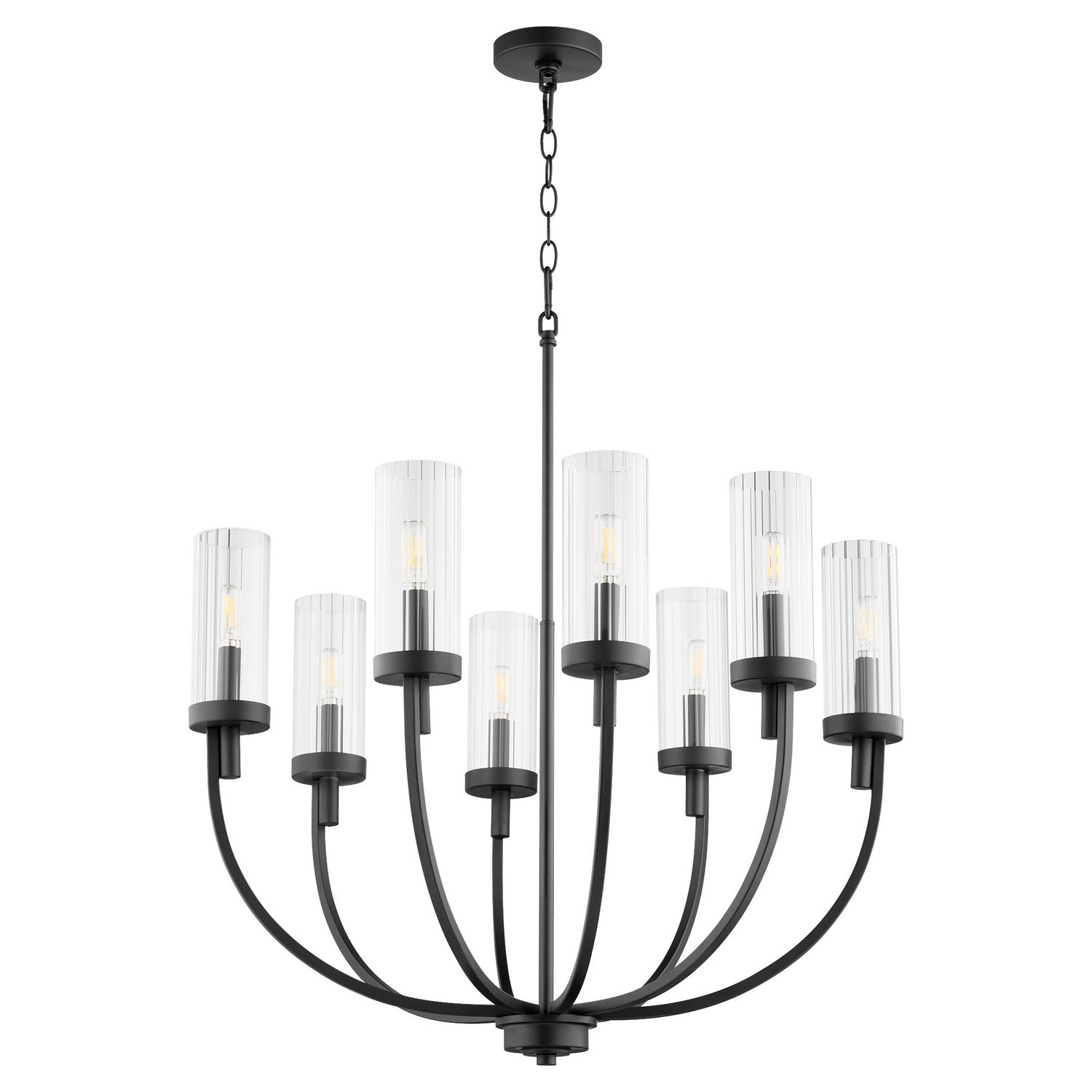 Quorum - 601-8-69 - Eight Light Chandelier - Ladin - Textured Black w/ Clear Fluted Glass