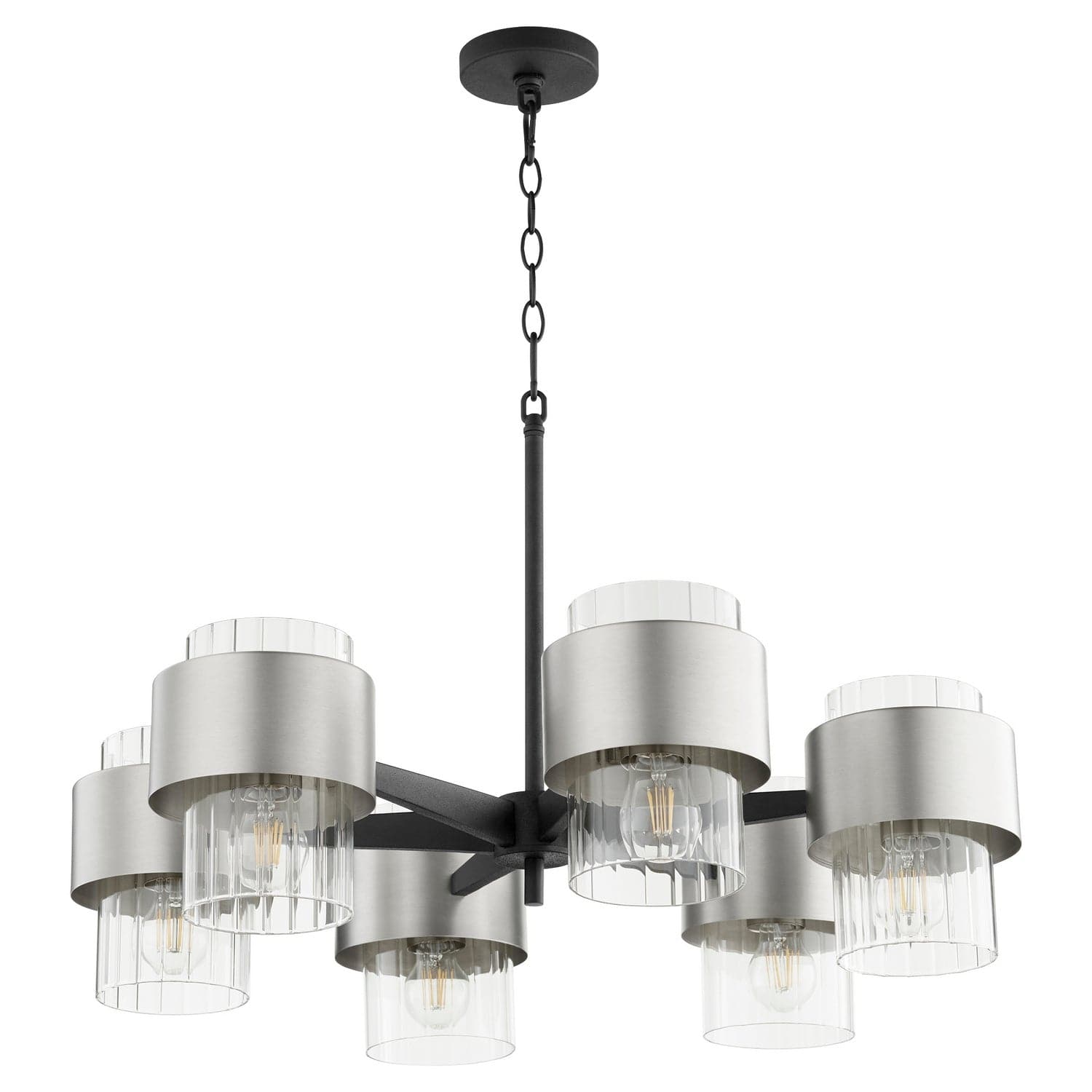 Quorum - 683-6-6965 - Six Light Chandelier - Epsilon - Textured Black w/ Satin Nickel