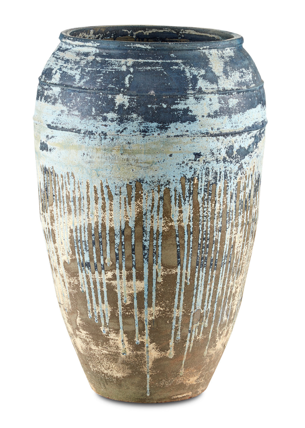 Planter from the Catania collection in Greenish/Milky White/Blue Drip finish