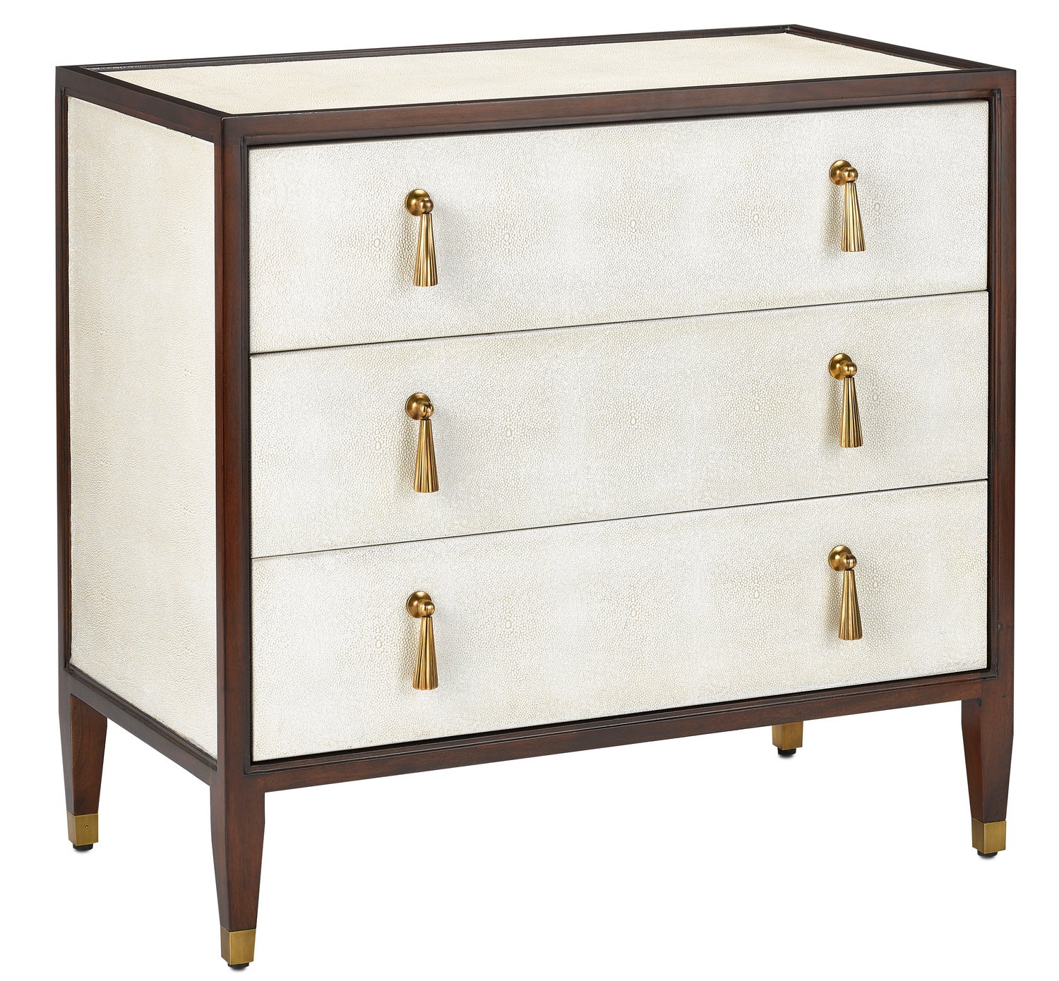 Chest from the Evie collection in Ivory/Dark Walnut/Brass finish