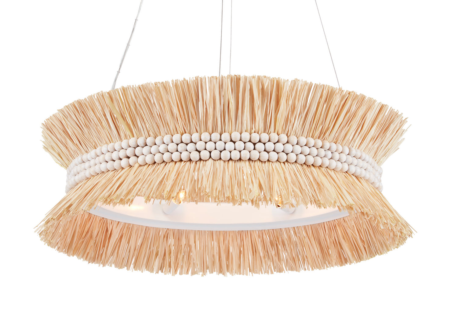 Six Light Chandelier from the Jamie Beckwith collection in Sugar White/Natural Raffia finish