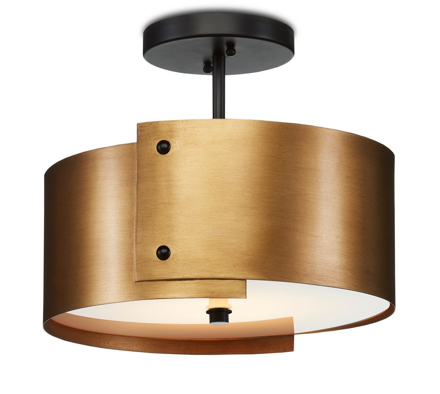 One Light Semi-Flush Mount from the Ritsu collection in Antique Brass/Black finish