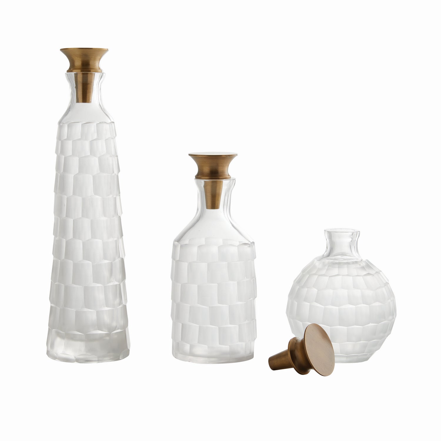 Decanters, Set of 3 from the Macklin collection in Frosted finish