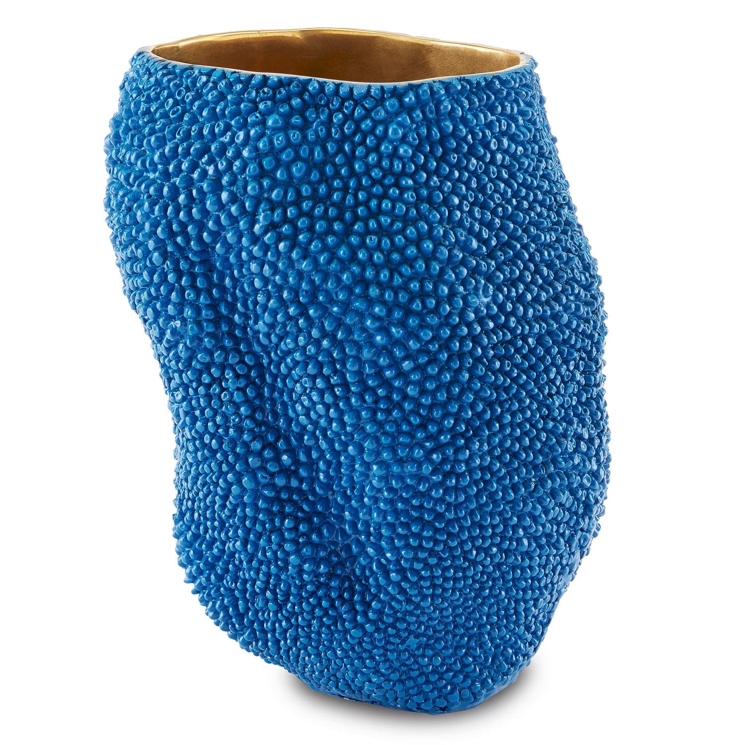 Vase from the Jackfruit collection in Blue/Gold finish