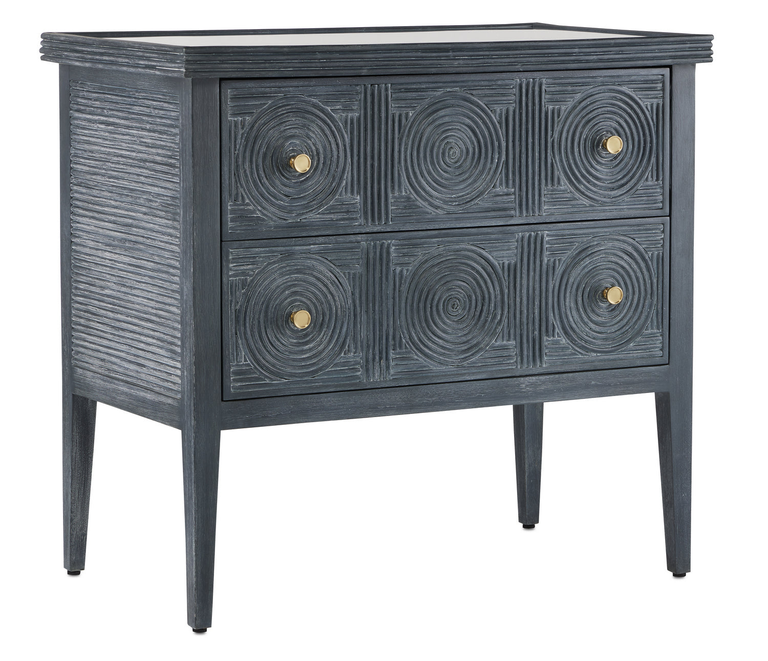 Chest from the Santos collection in Vintage Navy/Brushed Brass/Clear finish