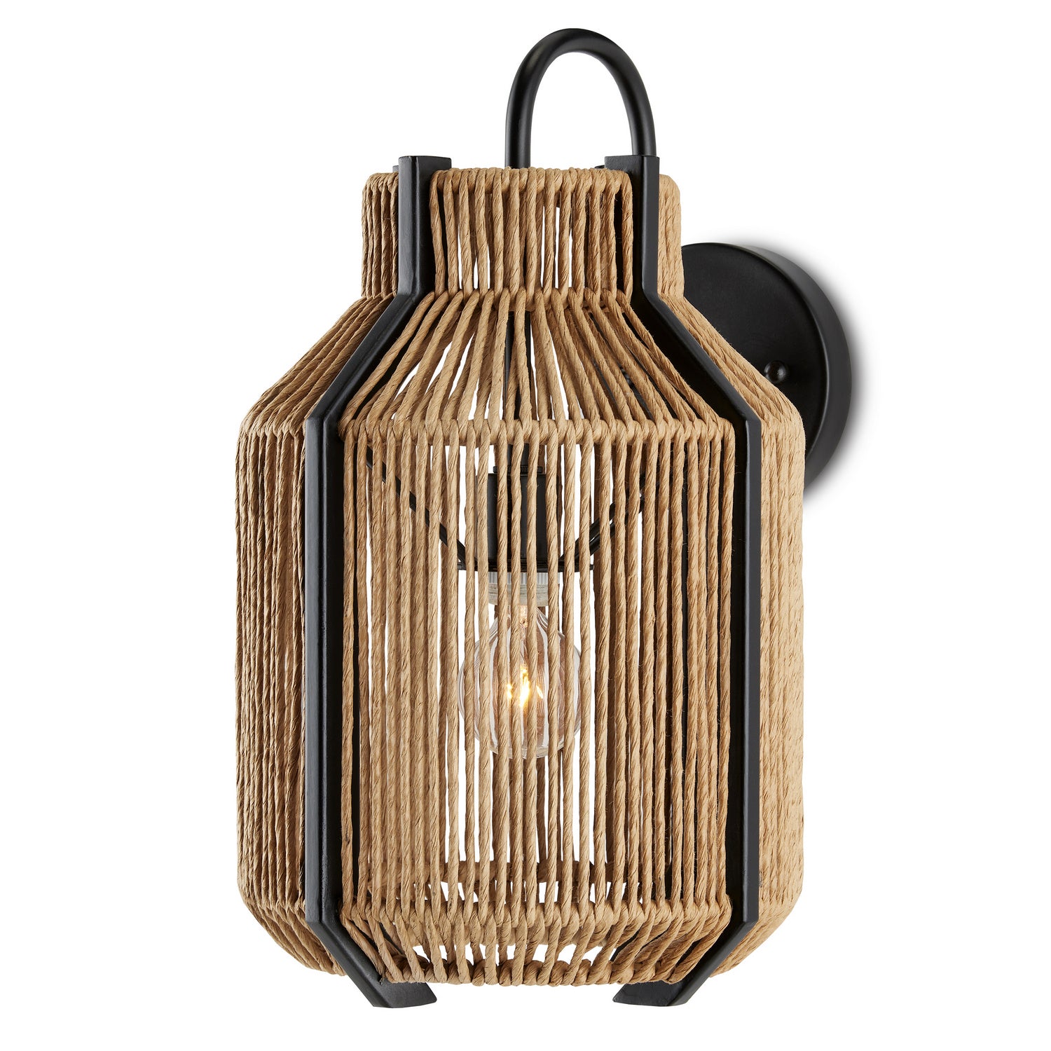 One Light Wall Sconce from the Mali collection in Natural/Satin Black finish