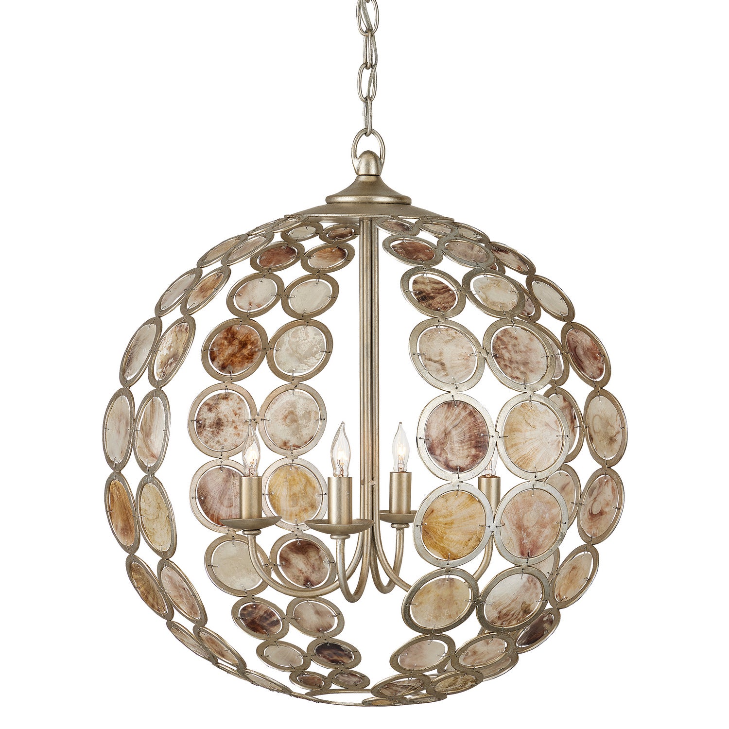 Four Light Chandelier from the Tartufo collection in Contemporary Silver Leaf/Natural finish