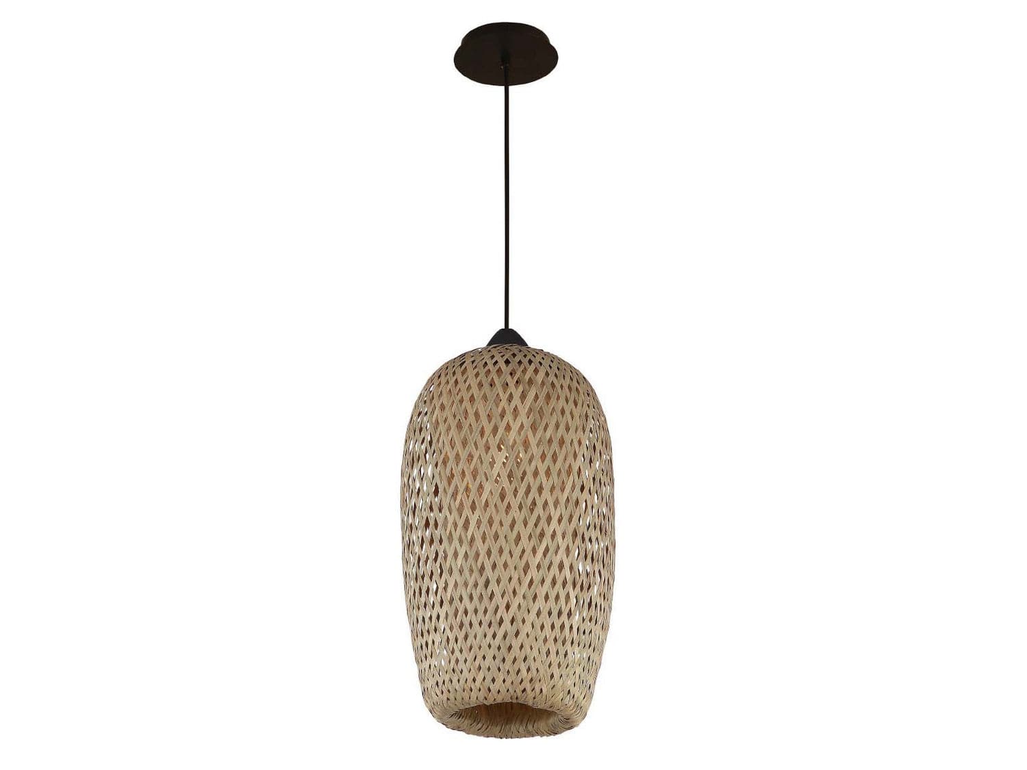 Avenue Lighting - HF1002-BW - One Light Pendant - Tulum - Bamboo Wicker And Black