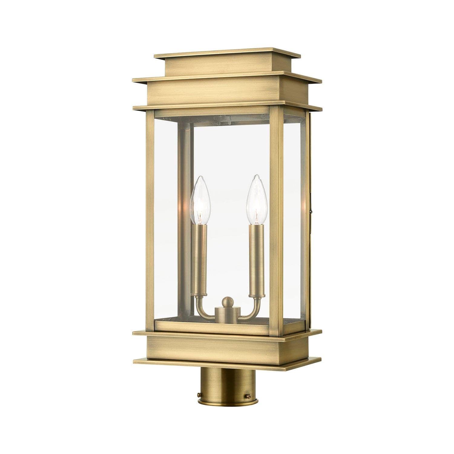 Livex Lighting - 2017-01 - Two Light Outdoor Post Top Lantern - Princeton - Antique Brass