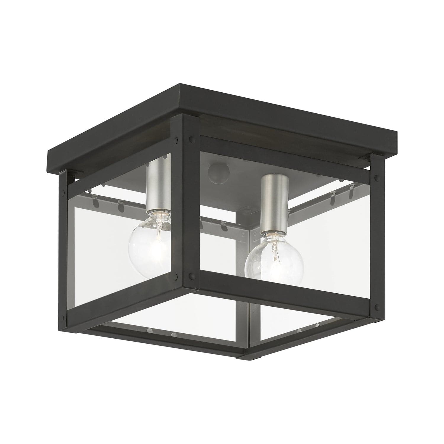 Livex Lighting - 4031-04 - Two Light Flush Mount - Milford - Black w/Brushed Nickel Finish Candles