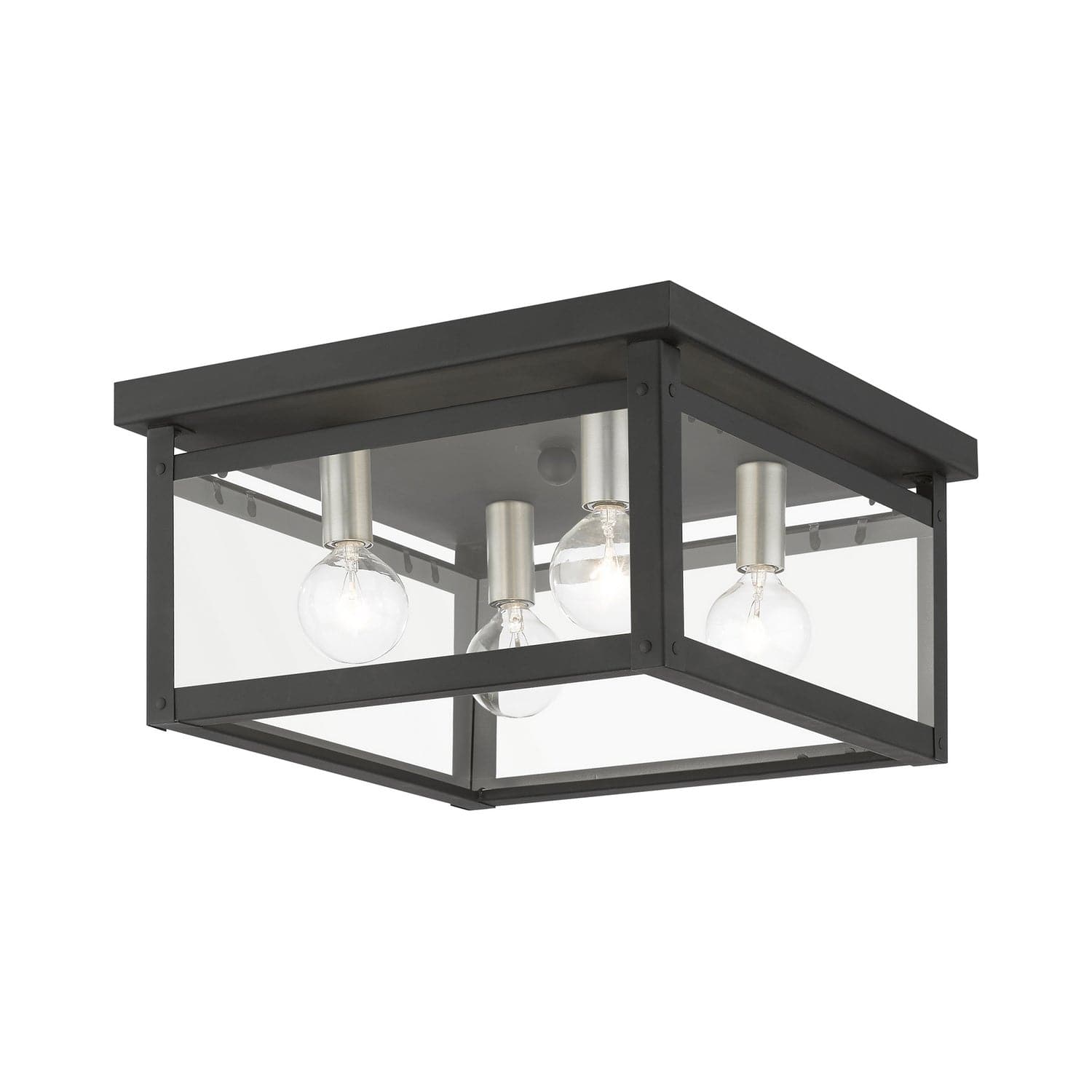 Livex Lighting - 4032-04 - Four Light Flush Mount - Milford - Black w/Brushed Nickel Finish Candles