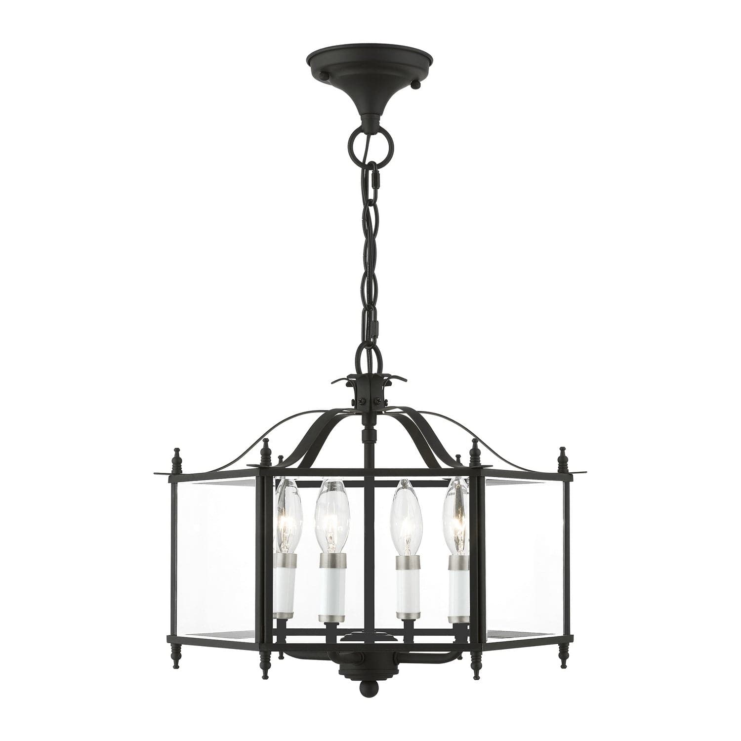 Livex Lighting - 4398-04 - Four Light Convertible Pendant / Semi-Flush - Livingston - Black w/Brushed Nickel