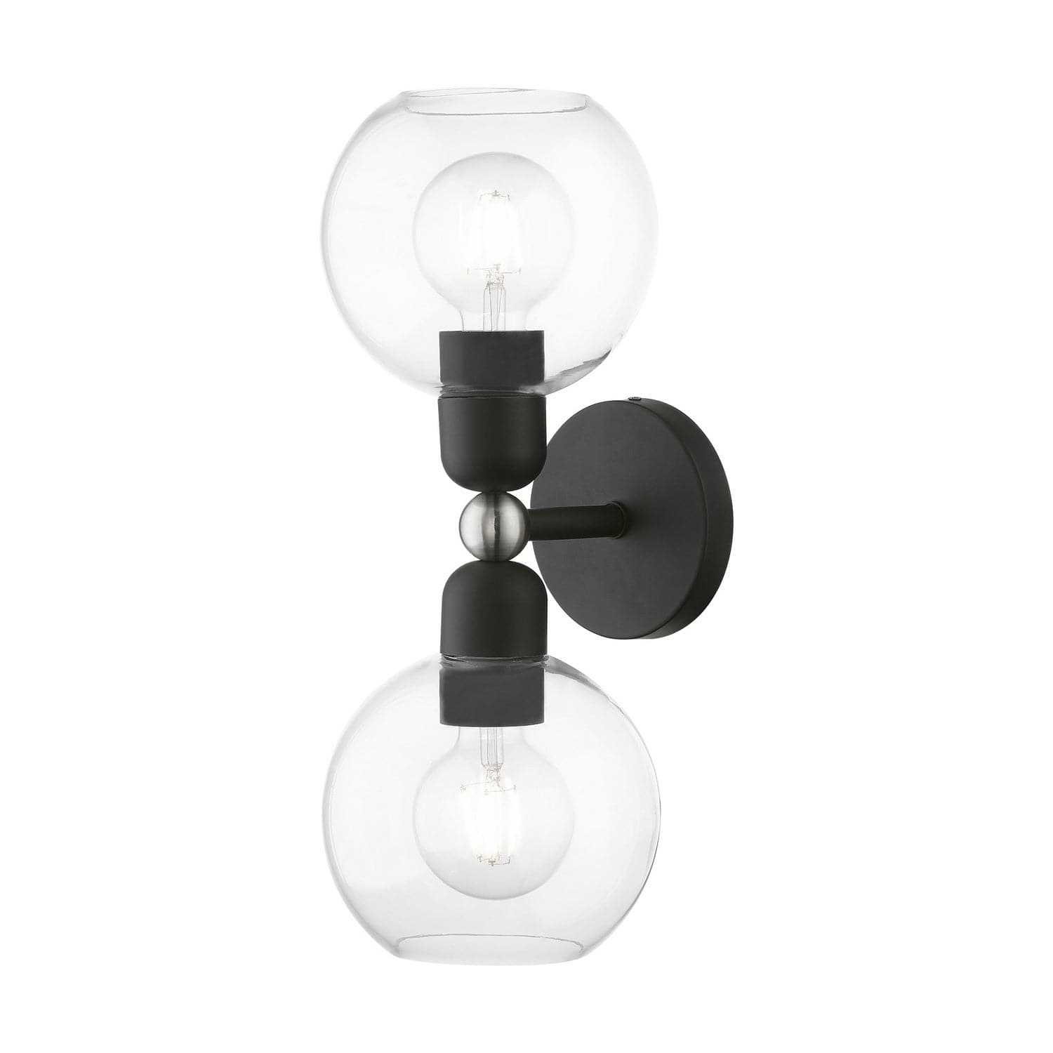 Livex Lighting - 16972-04 - Two Light Vanity Sconce - Downtown - Black w/Brushed Nickel