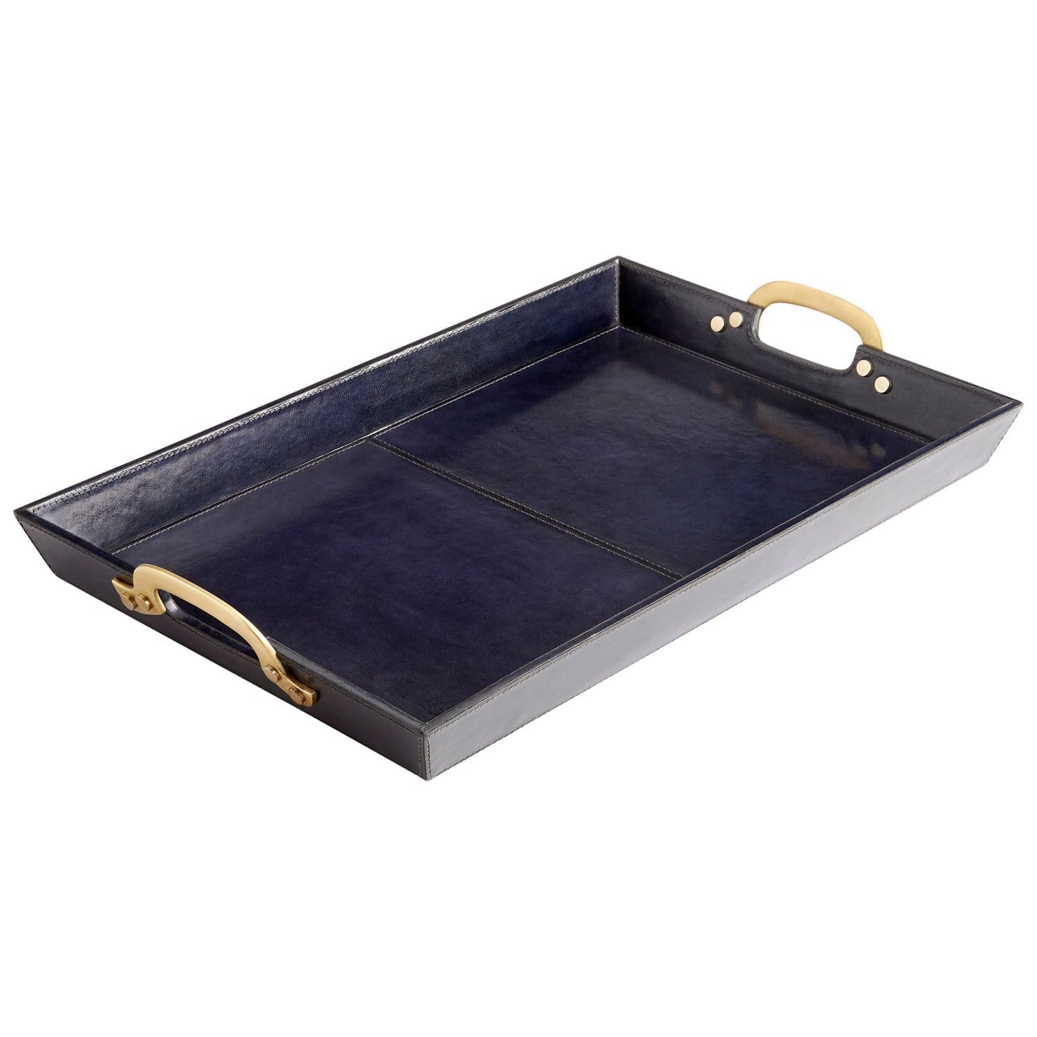 Cyan - 10718 - Tray - Blue And Antique Brass