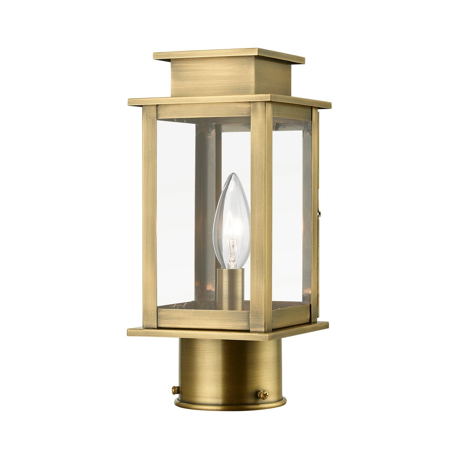 Livex Lighting - 20201-01 - One Light Outdoor Post Top Lantern - Princeton - Antique Brass