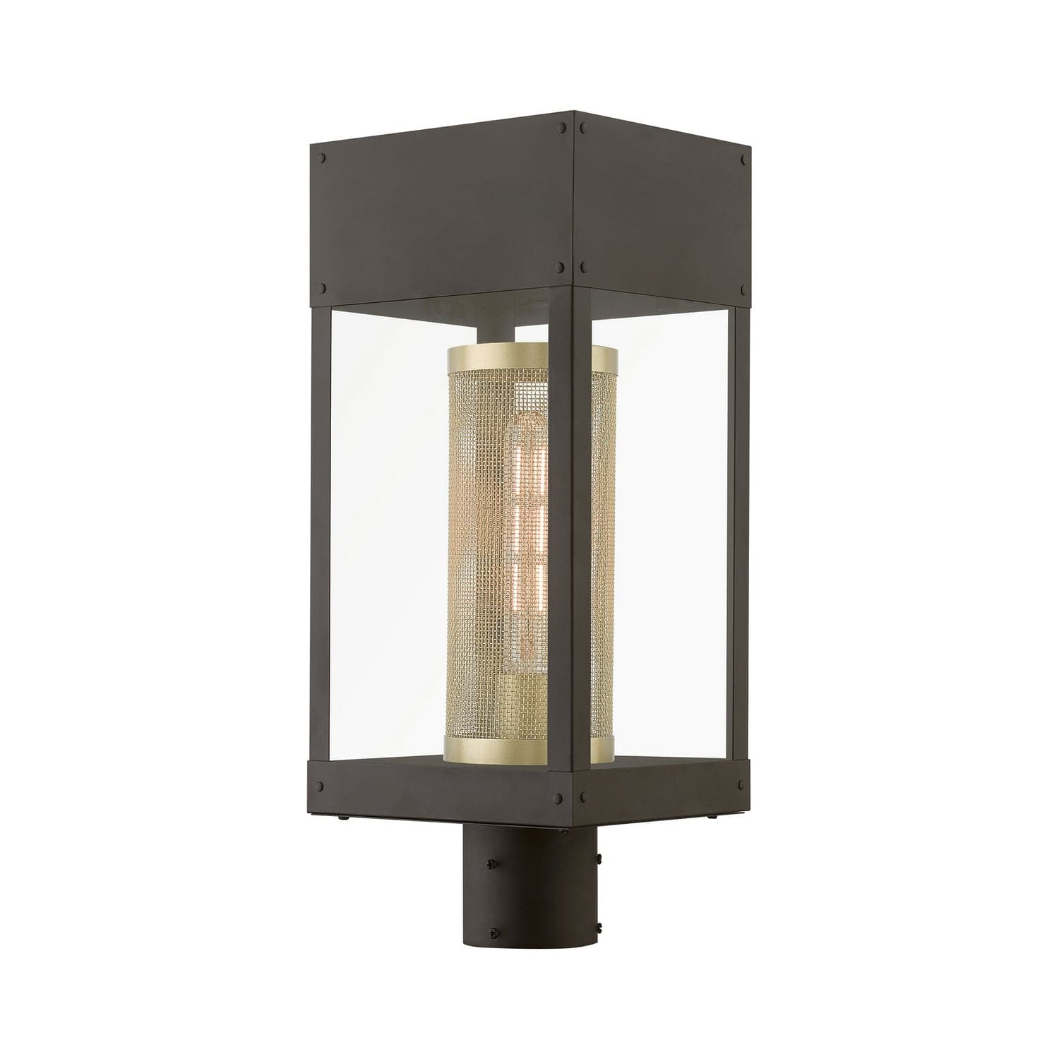 Livex Lighting - 20763-07 - One Light Outdoor Post Top Lantern - Franklin - Bronze w/Soft Gold Candle