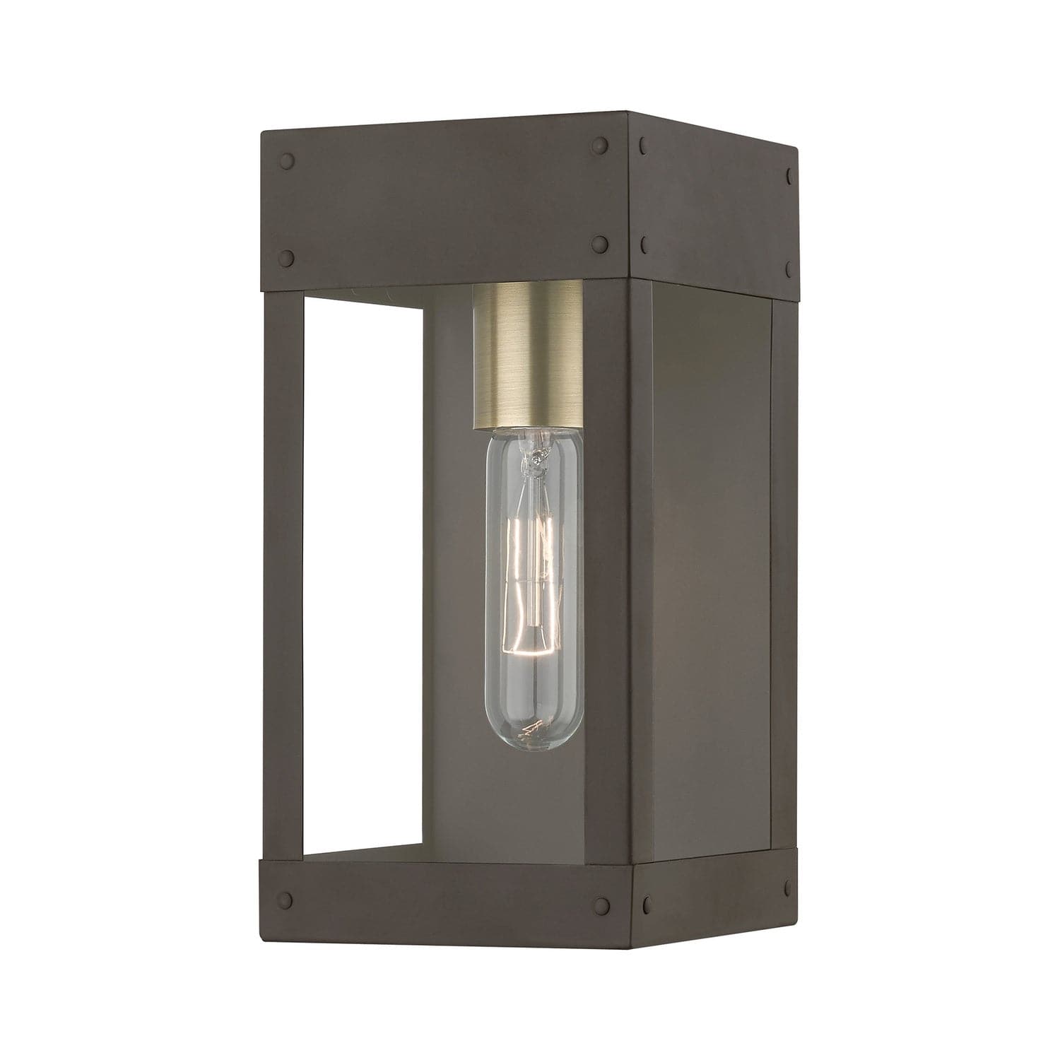 Livex Lighting - 20871-07 - One Light Outdoor Wall Lantern - Barrett - Bronze w/Antique Brass Candle