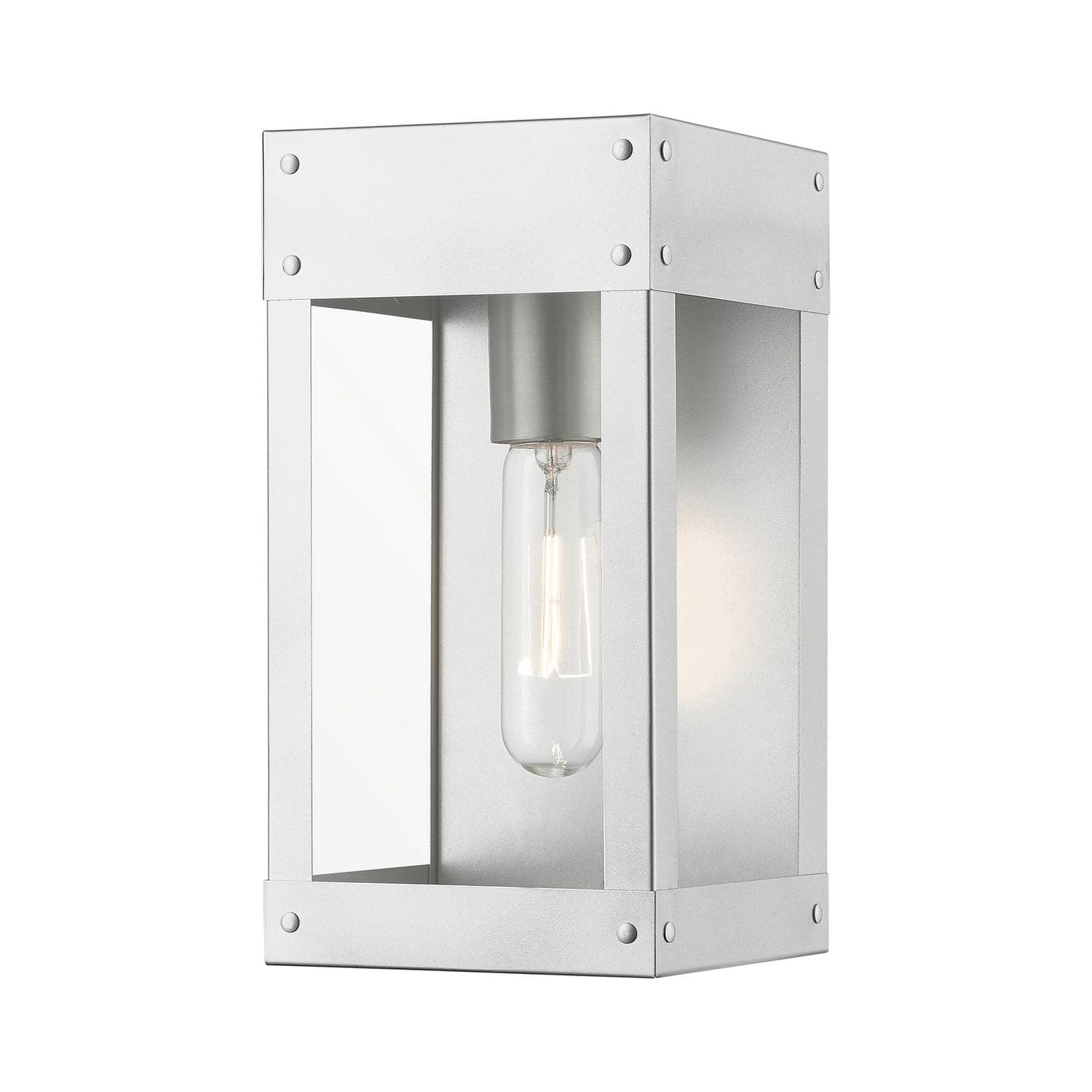 Livex Lighting - 20871-81 - One Light Outdoor Wall Lantern - Barrett - Painted Satin Nickel w/Brushed Nickel Candle