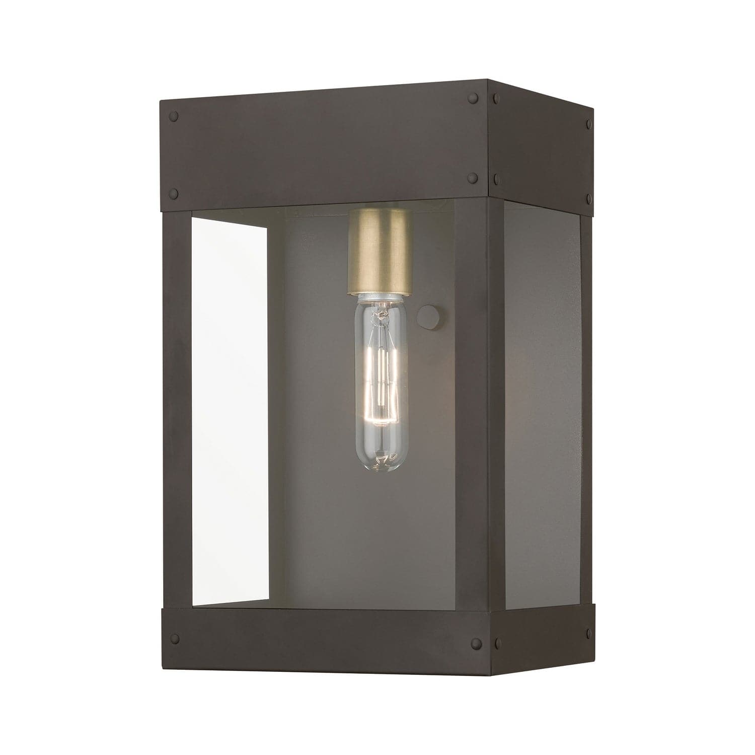 Livex Lighting - 20872-07 - One Light Outdoor Wall Lantern - Barrett - Bronze w/Antique Brass Candle