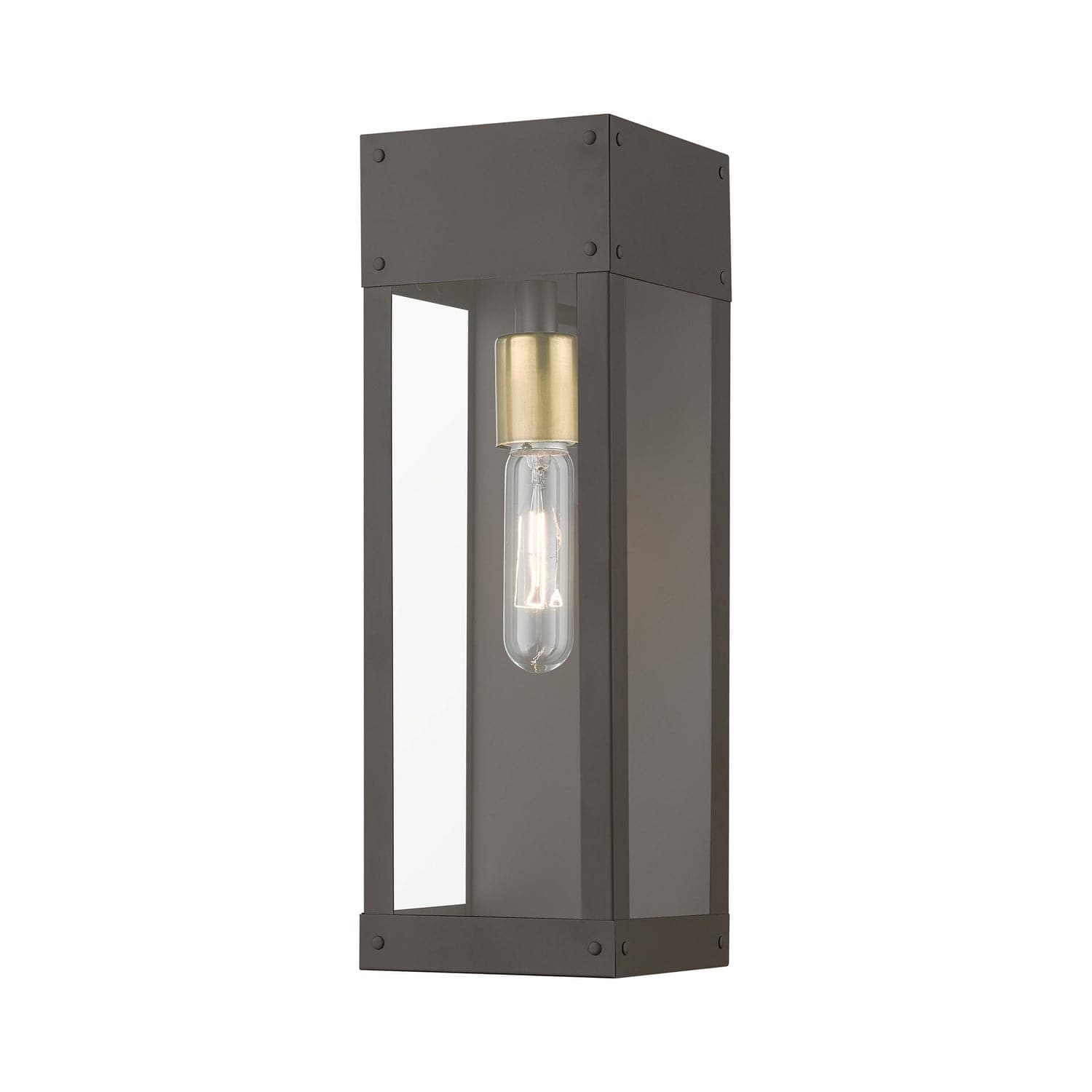 Livex Lighting - 20873-07 - One Light Outdoor Wall Lantern - Barrett - Bronze w/Antique Brass Candle