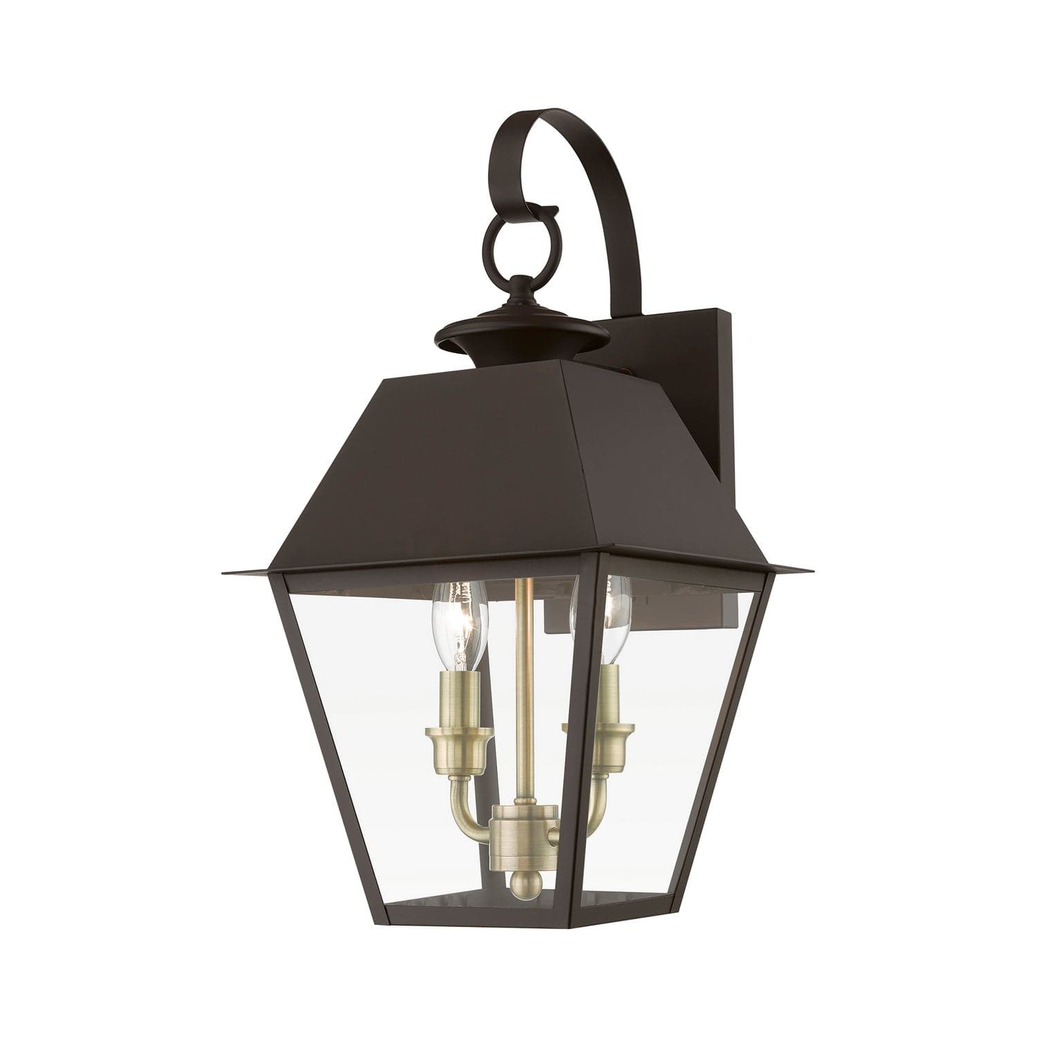 Livex Lighting - 27215-07 - Two Light Outdoor Wall Lantern - Wentworth - Bronze w/Antique Brass Finish Cluster