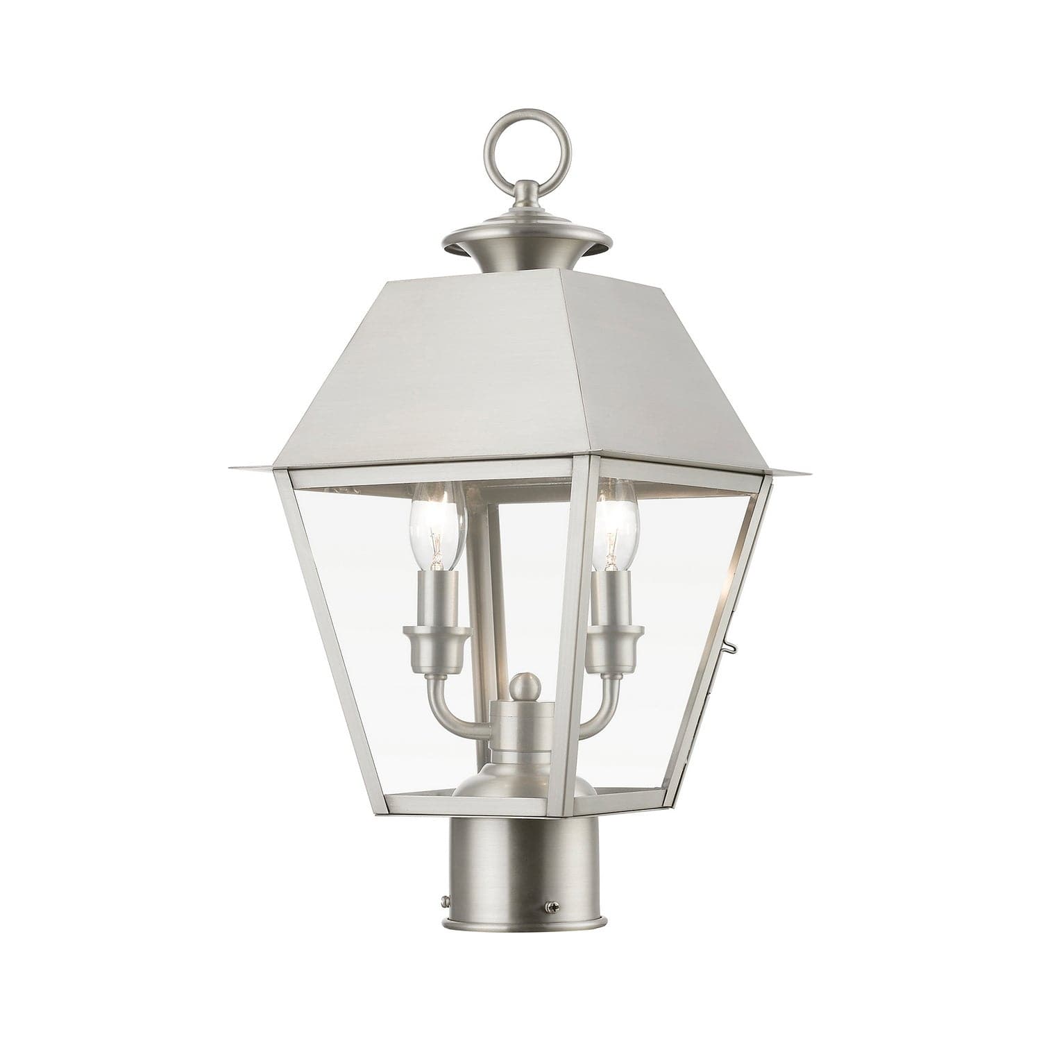 Livex Lighting - 27216-91 - Two Light Outdoor Post Top Lantern - Wentworth - Brushed Nickel