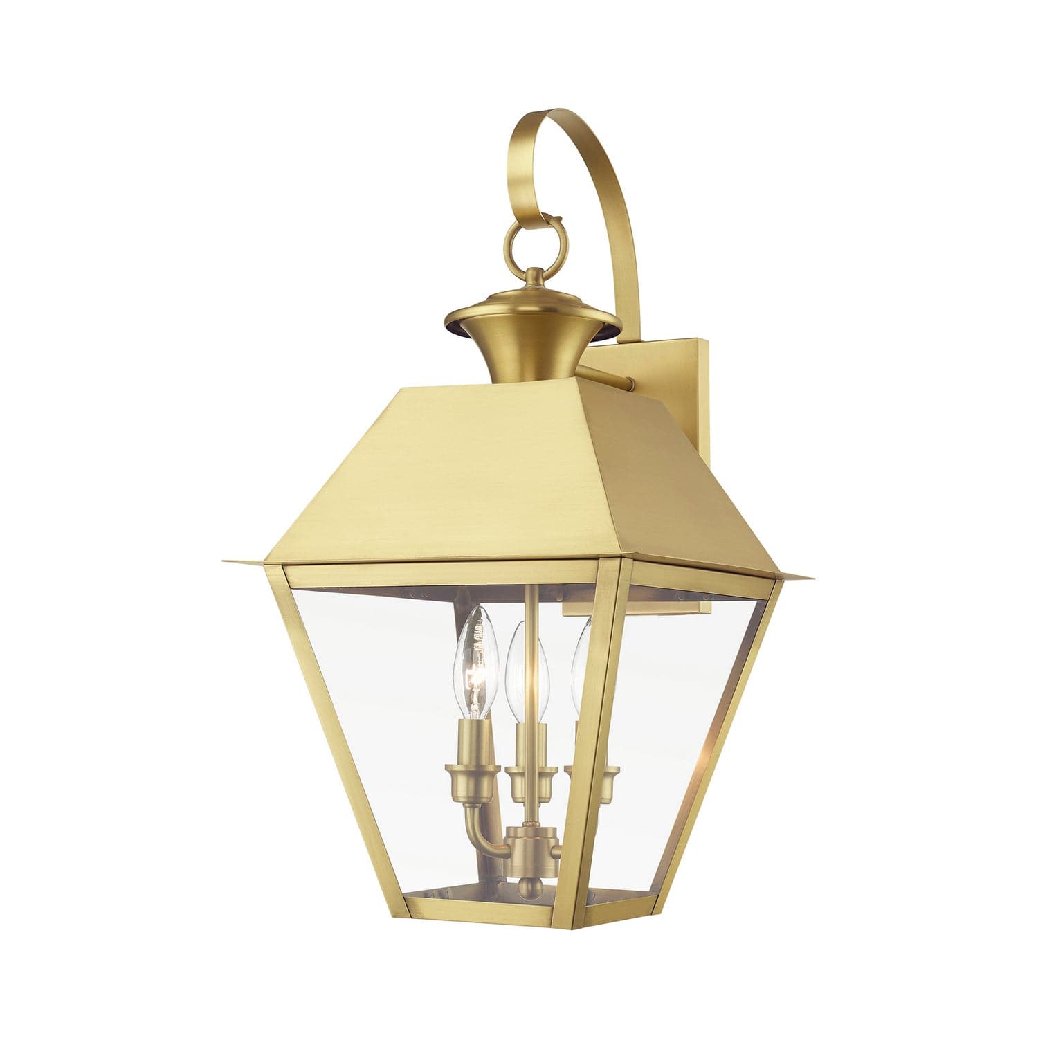 Livex Lighting - 27218-08 - Three Light Outdoor Wall Lantern - Wentworth - Natural Brass