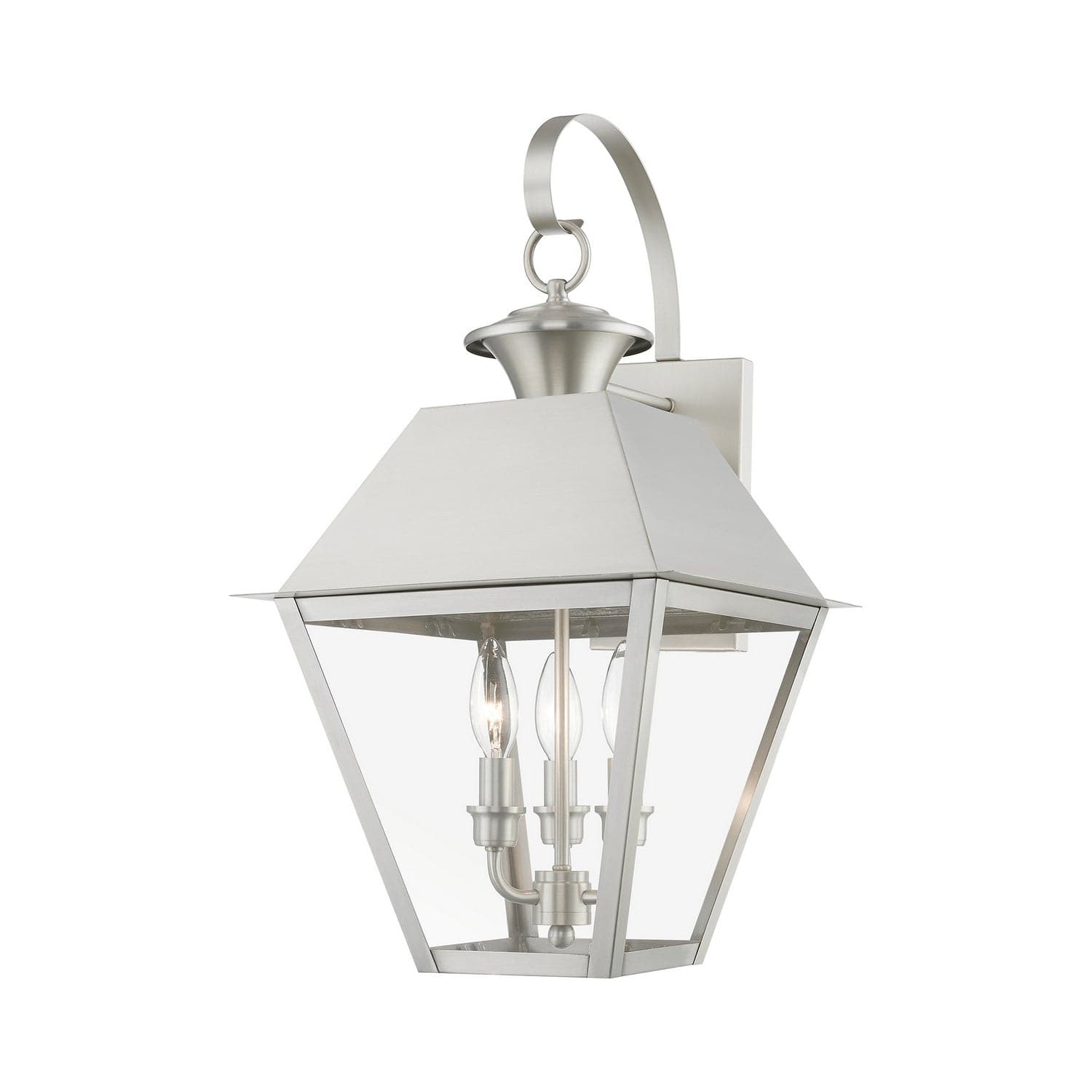 Livex Lighting - 27218-91 - Three Light Outdoor Wall Lantern - Wentworth - Brushed Nickel