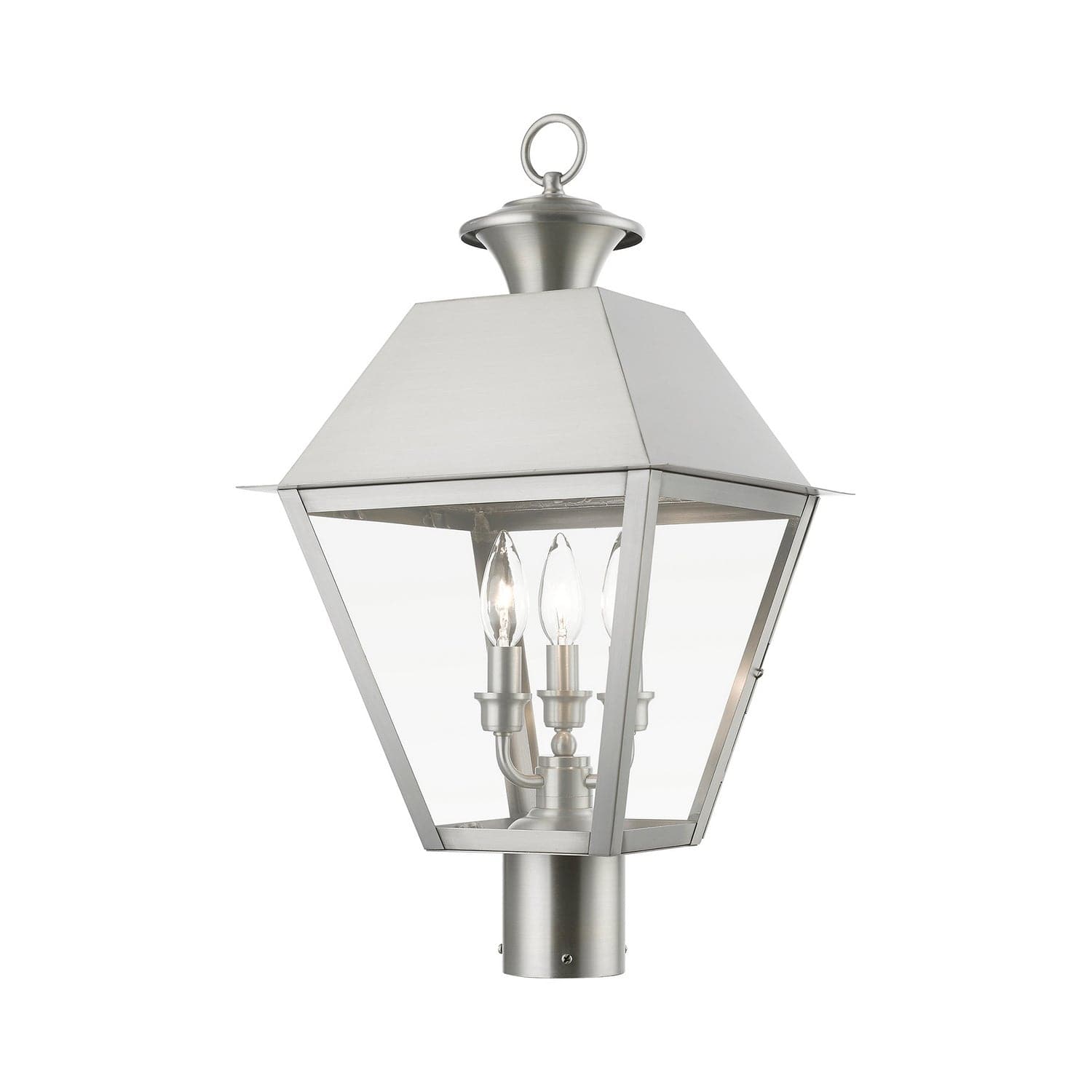 Livex Lighting - 27219-91 - Three Light Outdoor Post Top Lantern - Wentworth - Brushed Nickel