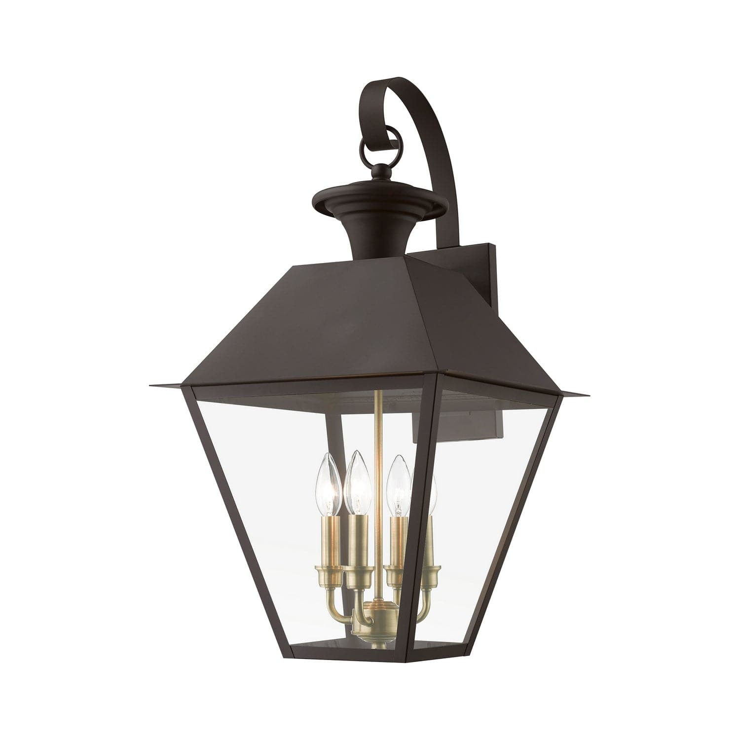 Livex Lighting - 27222-07 - Four Light Outdoor Wall Lantern - Wentworth - Bronze w/Antique Brass Finish Cluster