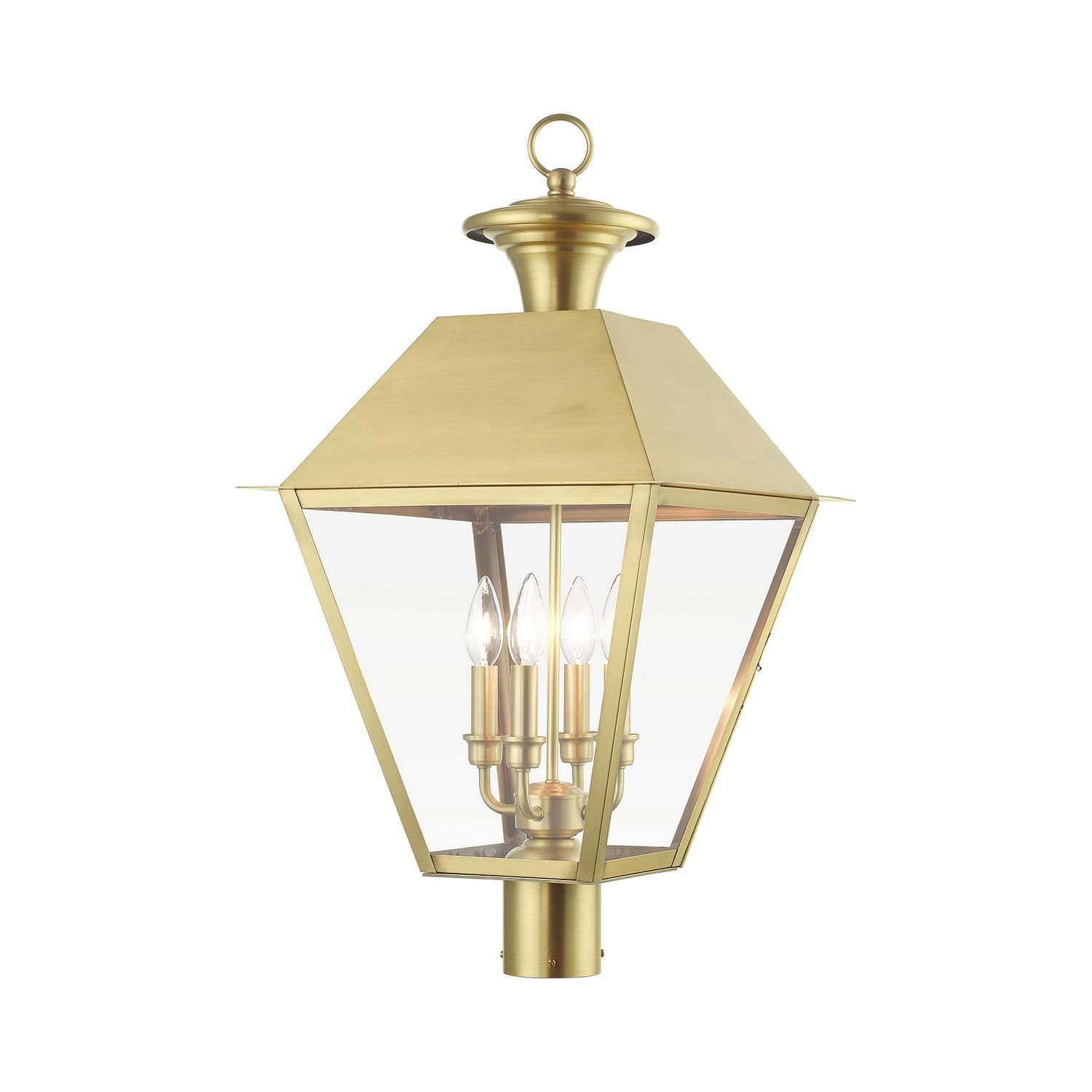 Livex Lighting - 27223-08 - Four Light Outdoor Post Top Lantern - Wentworth - Natural Brass