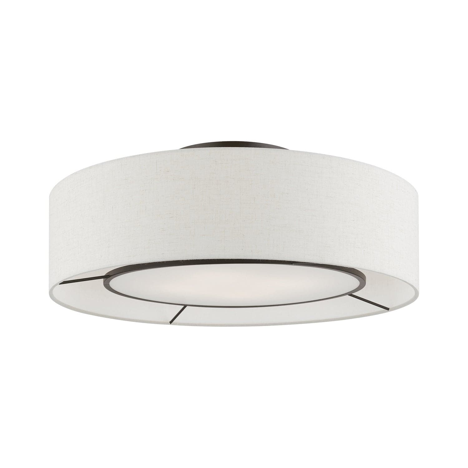 Livex Lighting - 40144-91 - Four Light Semi-Flush Mount - Ellsworth - Brushed Nickel w/Shiny White