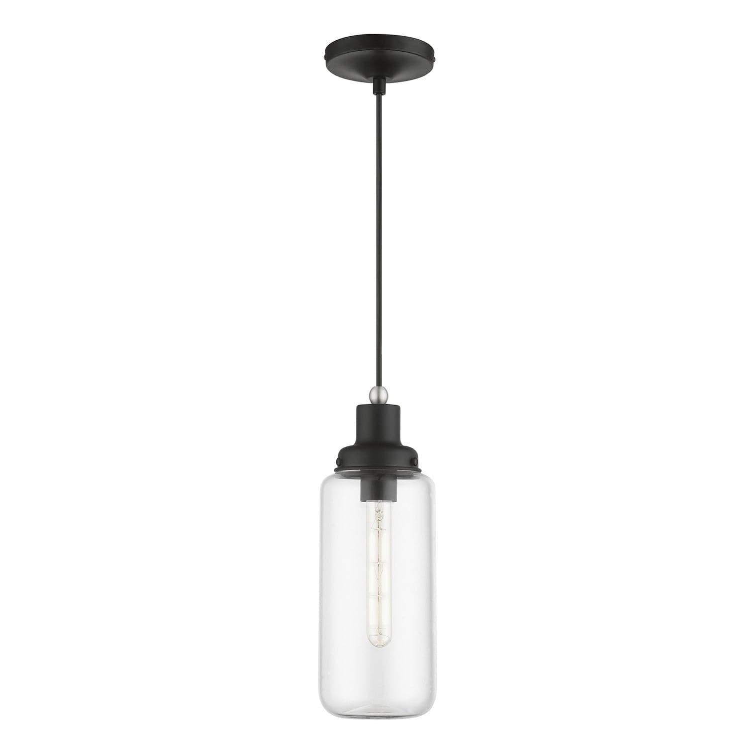 Livex Lighting - 40614-04 - One Light Mini Pendant - Oakhurst - Black w/Brushed Nickel