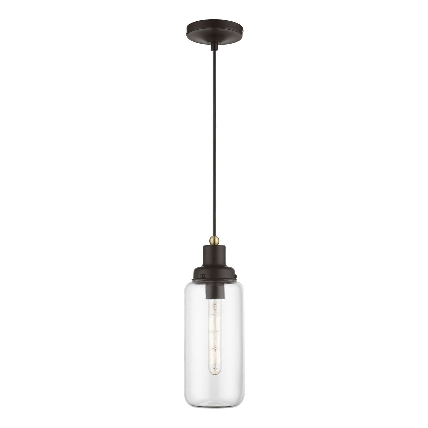 Livex Lighting - 40614-07 - One Light Mini Pendant - Oakhurst - Bronze w/Antique Brass