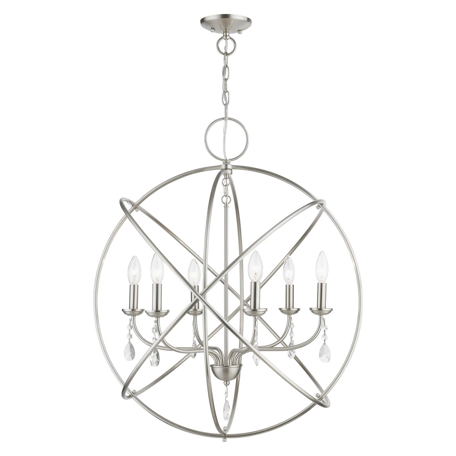 Livex Lighting - 40906-91 - Six Light Pendant Chandelier - Aria - Brushed Nickel