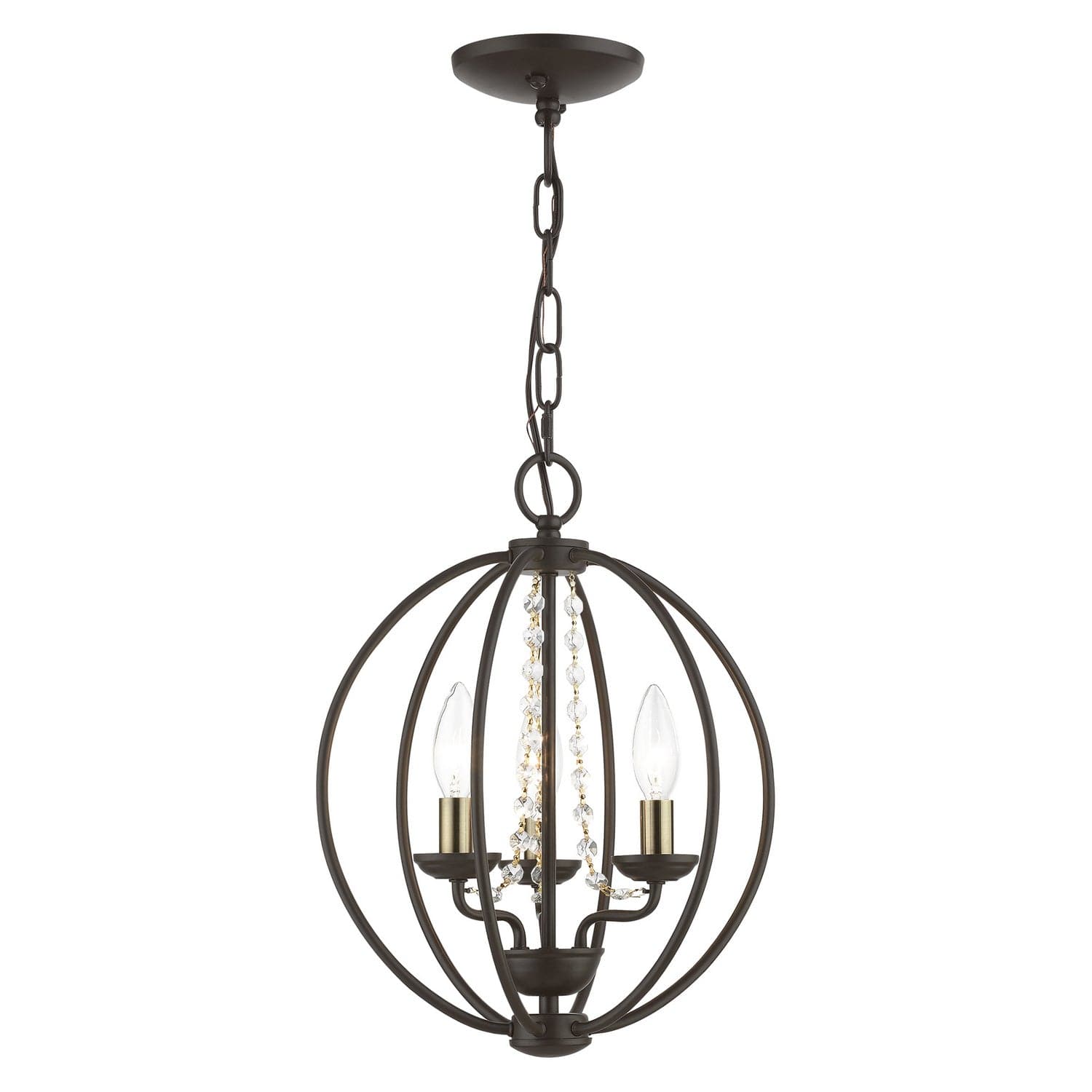 Livex Lighting - 40913-07 - Three Light Convertible Mini Chandelier/ Semi-Flush - Arabella - Bronze w/Antique Brass Finish Candles