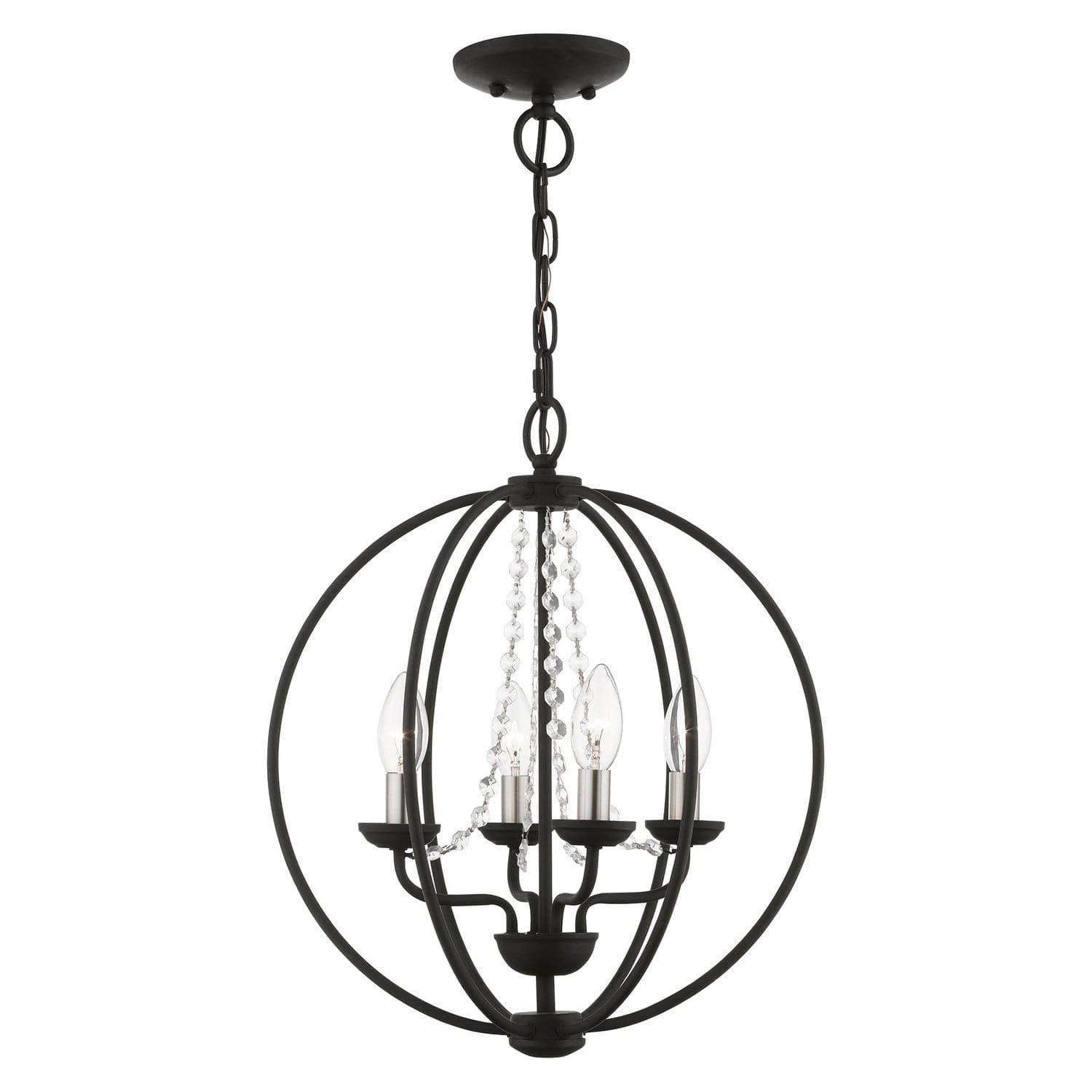 Livex Lighting - 40914-04 - Four Light Convertible Chandelier/ Semi-Flush - Arabella - Black w/Brushed Nickel Finish Candles