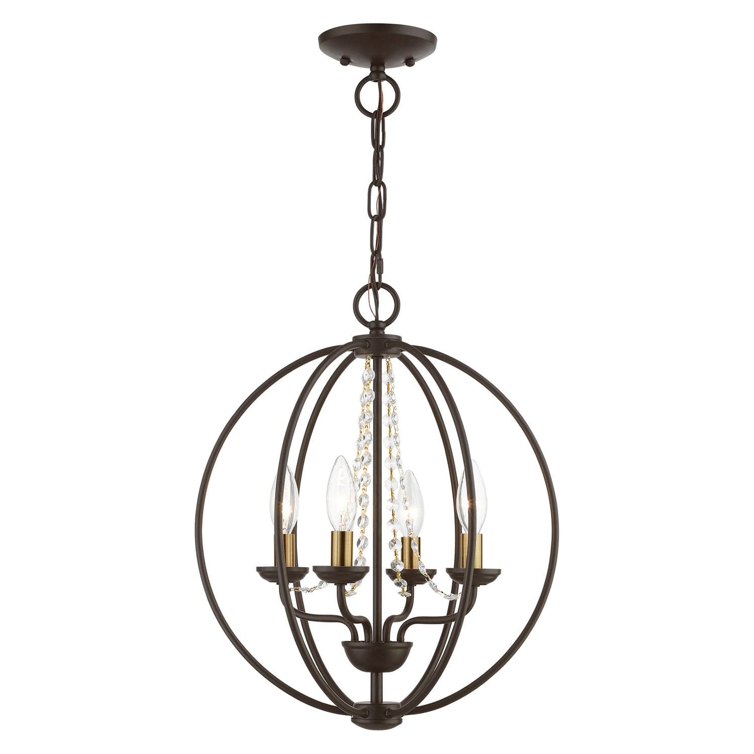 Livex Lighting - 40914-07 - Four Light Convertible Chandelier/ Semi-Flush - Arabella - Bronze w/Antique Brass Finish Candles