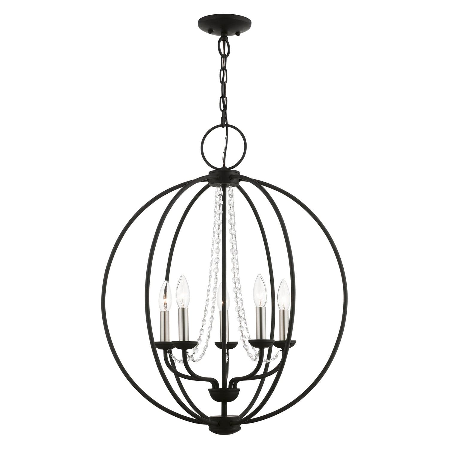 Livex Lighting - 40915-04 - Five Light Chandelier - Arabella - Black w/Brushed Nickel Finish Candles