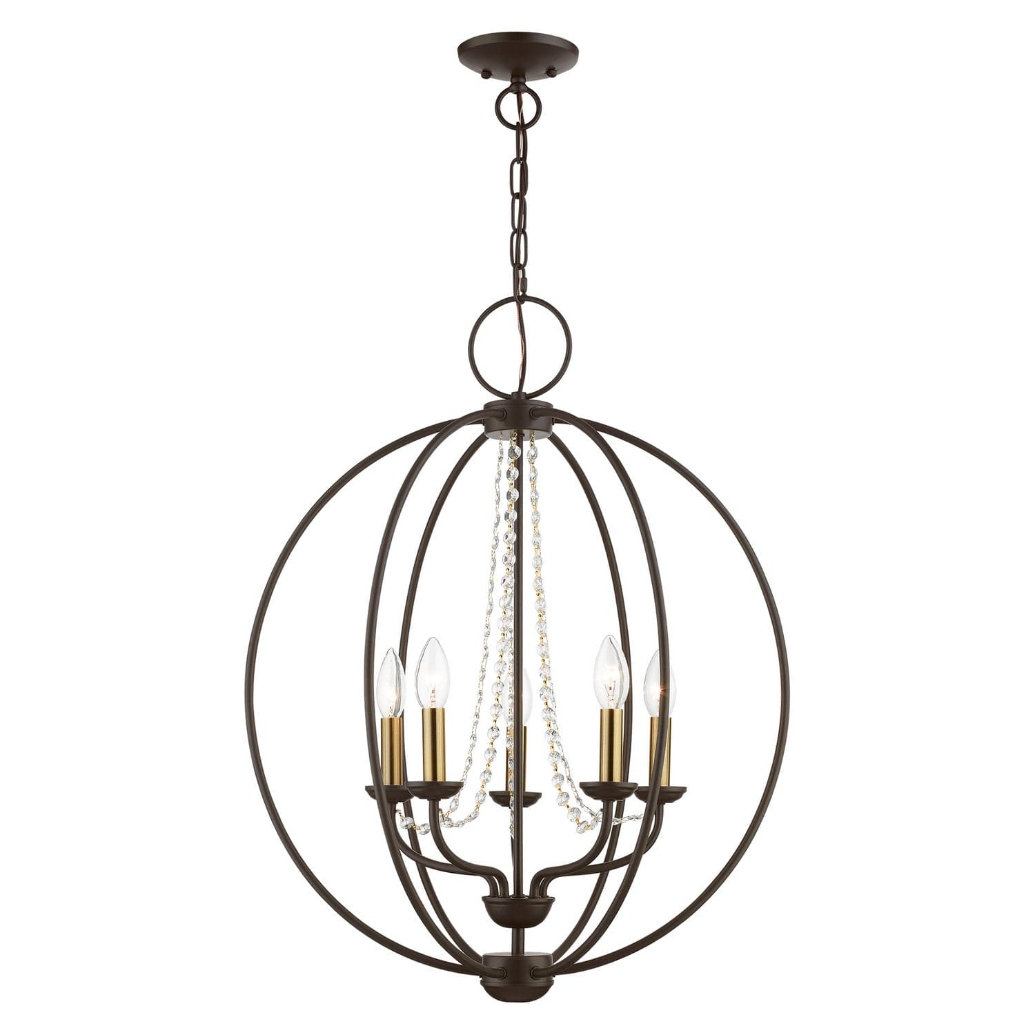 Livex Lighting - 40915-07 - Five Light Chandelier - Arabella - Bronze w/Antique Brass Finish Candles