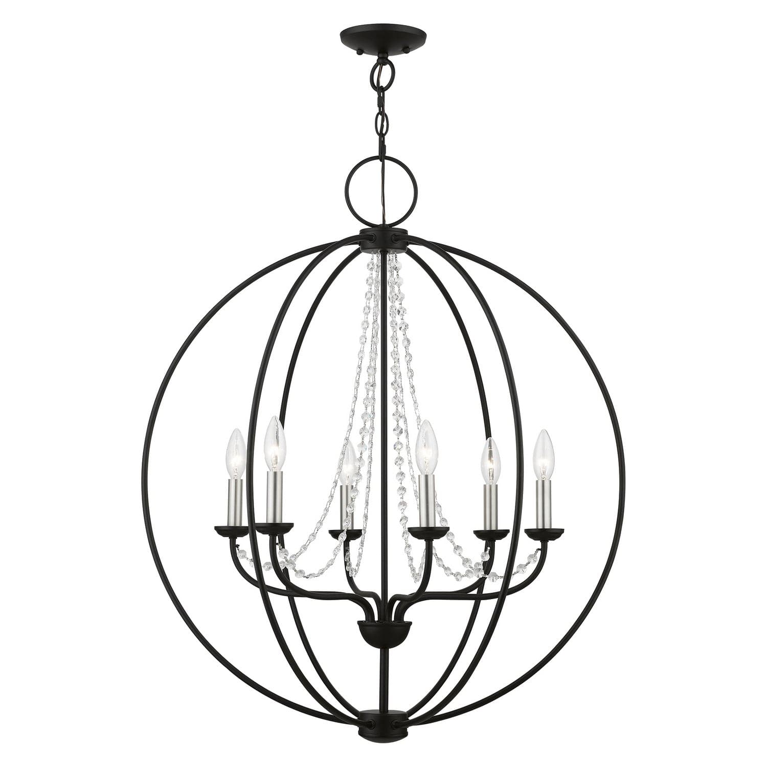 Livex Lighting - 40916-04 - Six Light Pendant Chandelier - Arabella - Black with Brushed Nickel Finish Candles