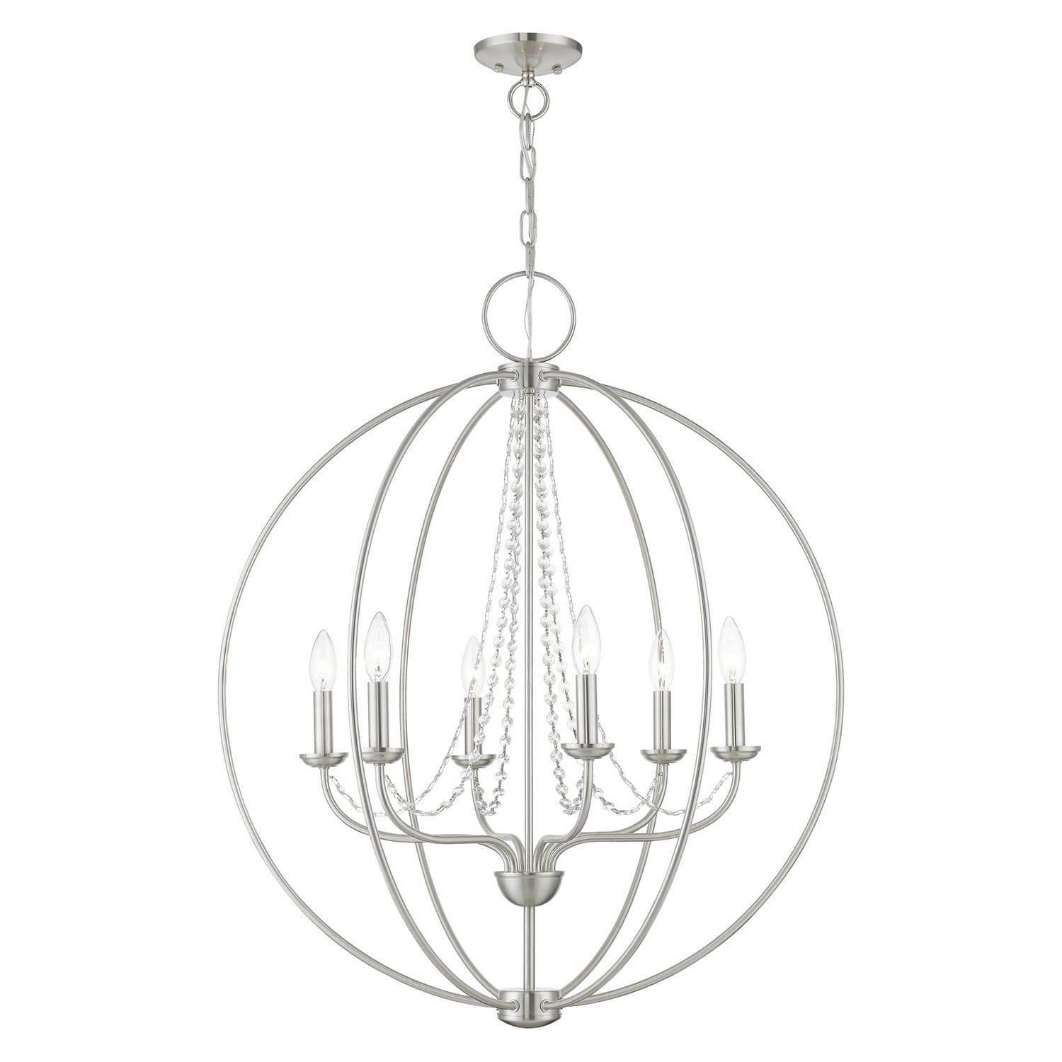 Livex Lighting - 40916-91 - Six Light Pendant Chandelier - Arabella - Brushed Nickel