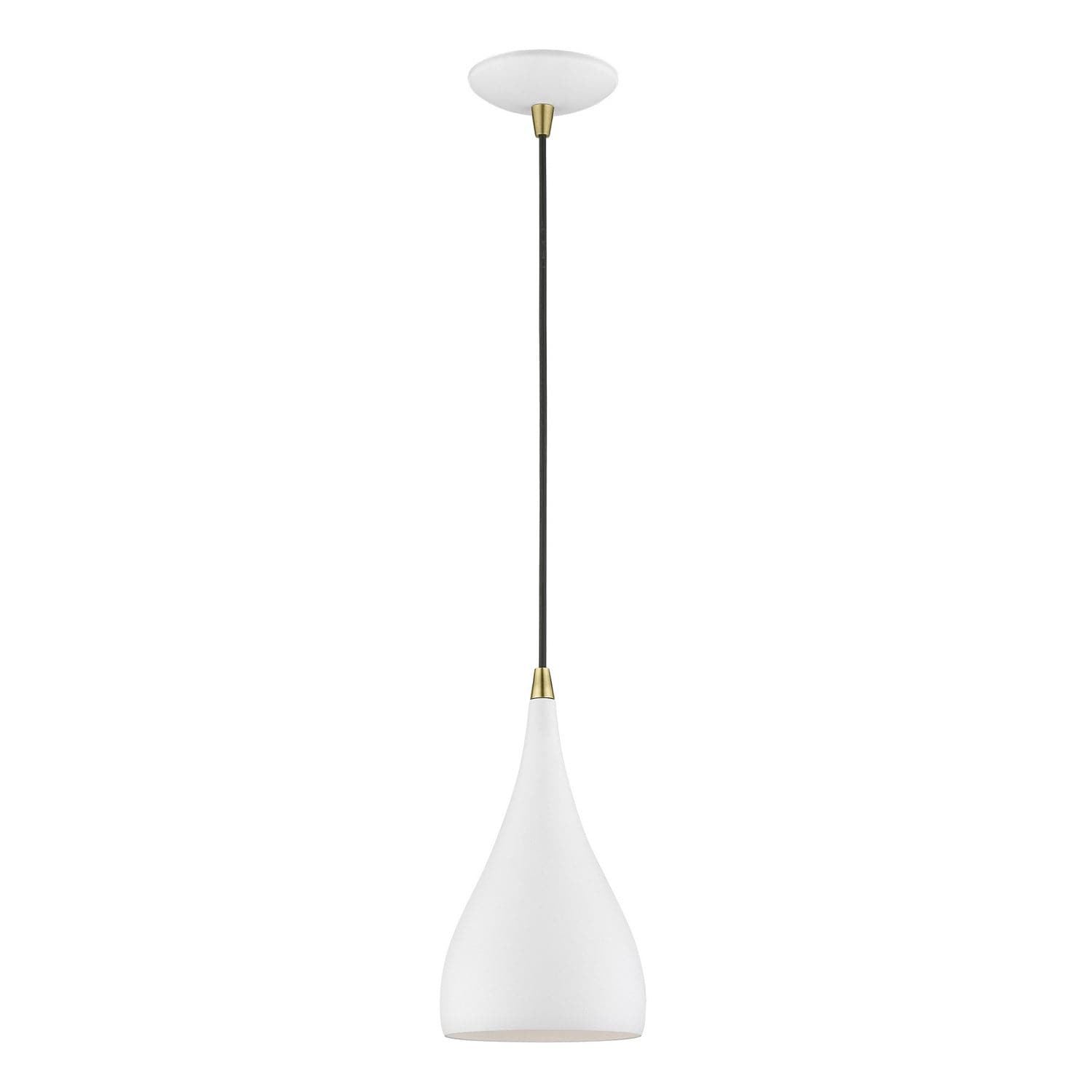 Livex Lighting - 41171-13 - One Light Mini Pendant - Amador - Textured White w/Antique Brass