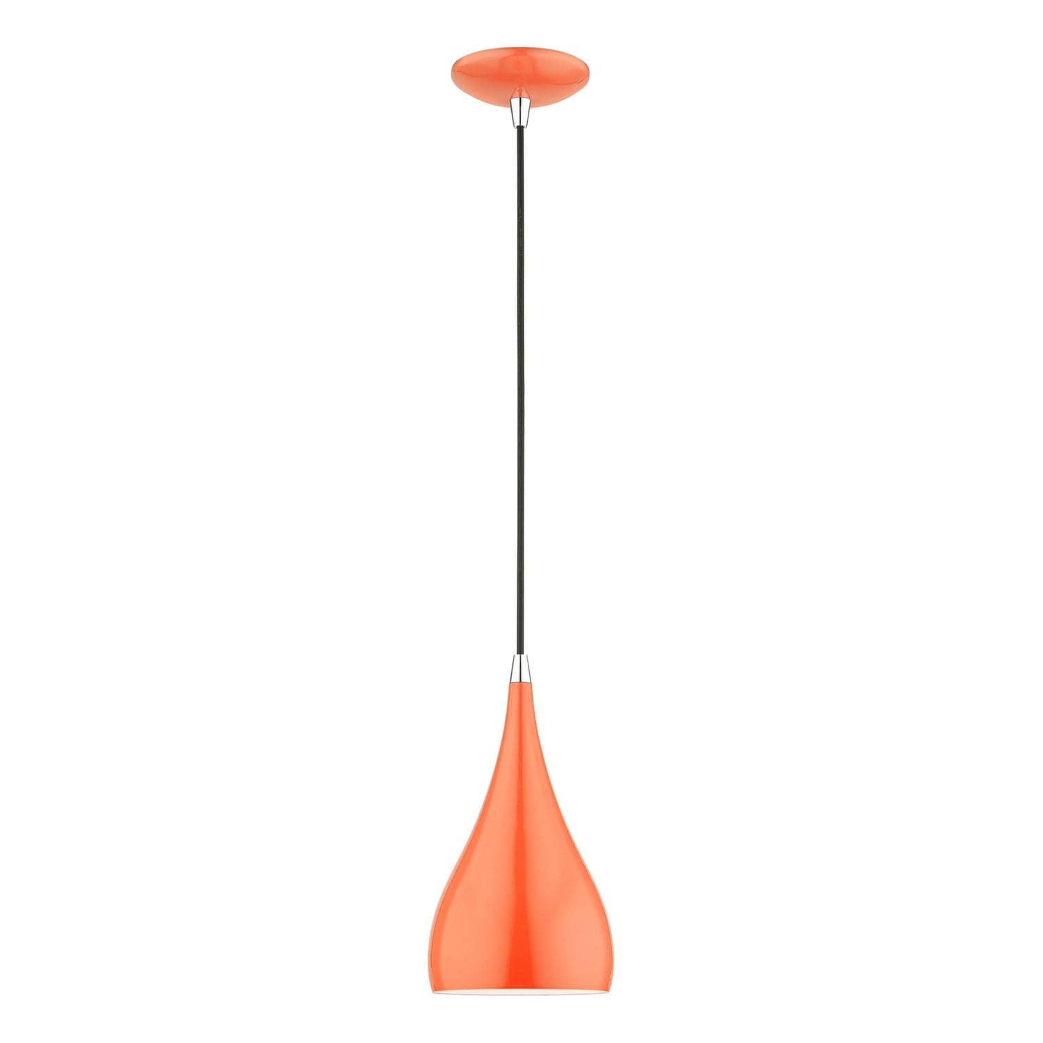 Livex Lighting - 41171-77 - One Light Mini Pendant - Amador - Shiny Orange w/Polished Chrome