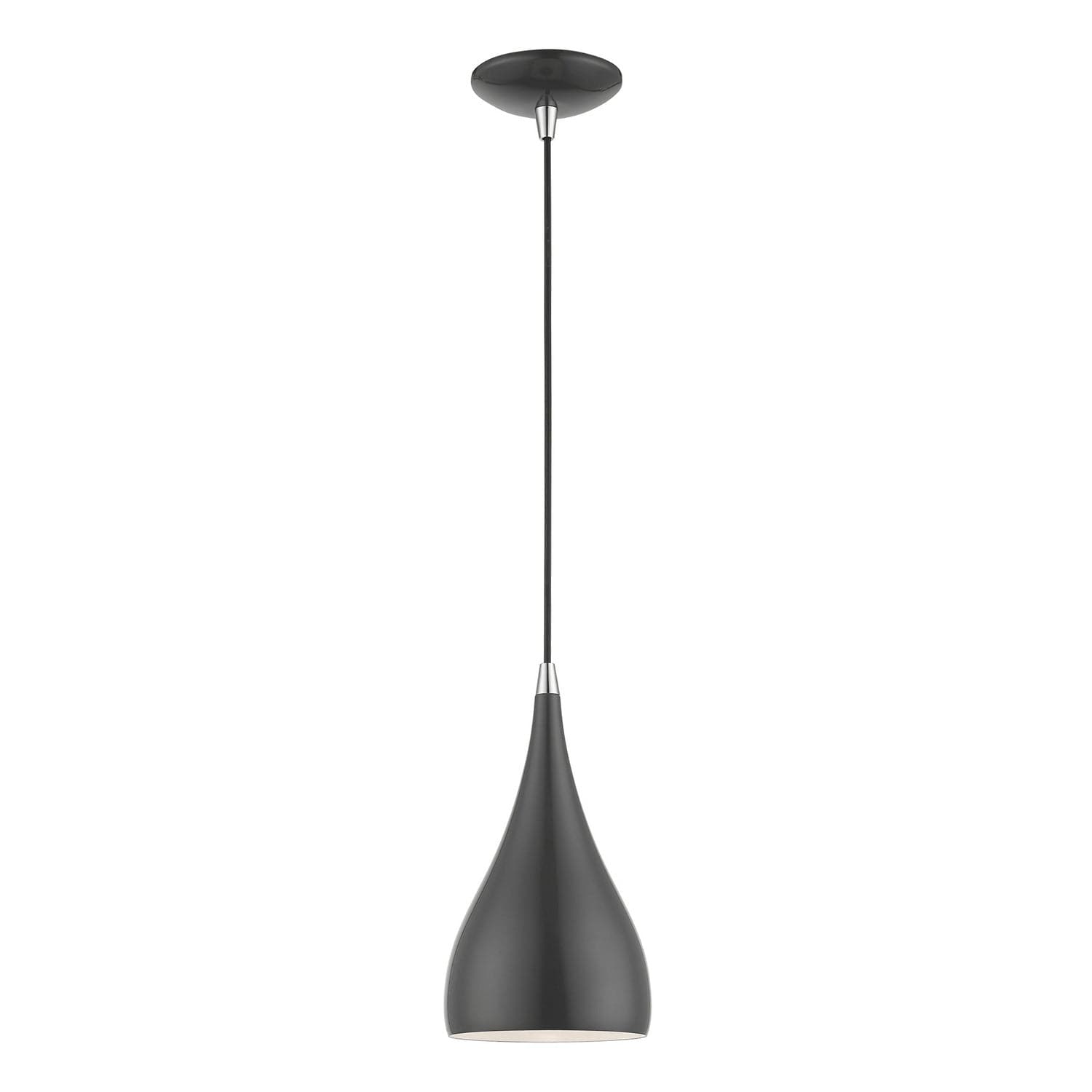 Livex Lighting - 41171-96 - One Light Mini Pendant - Amador - Shiny Dark Gray w/Polished Chrome