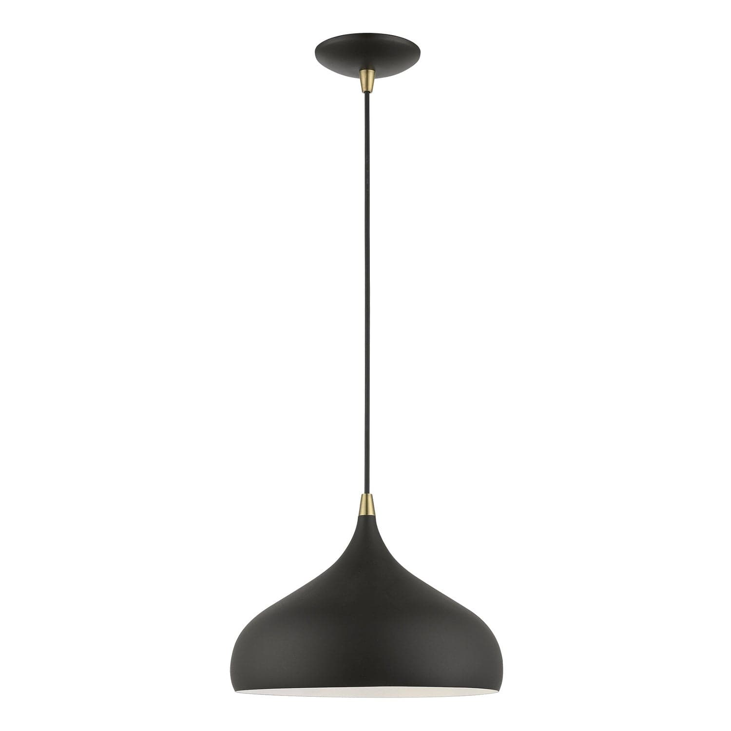 Livex Lighting - 41172-14 - One Light Pendant - Amador - Textured Black w/Antique Brass