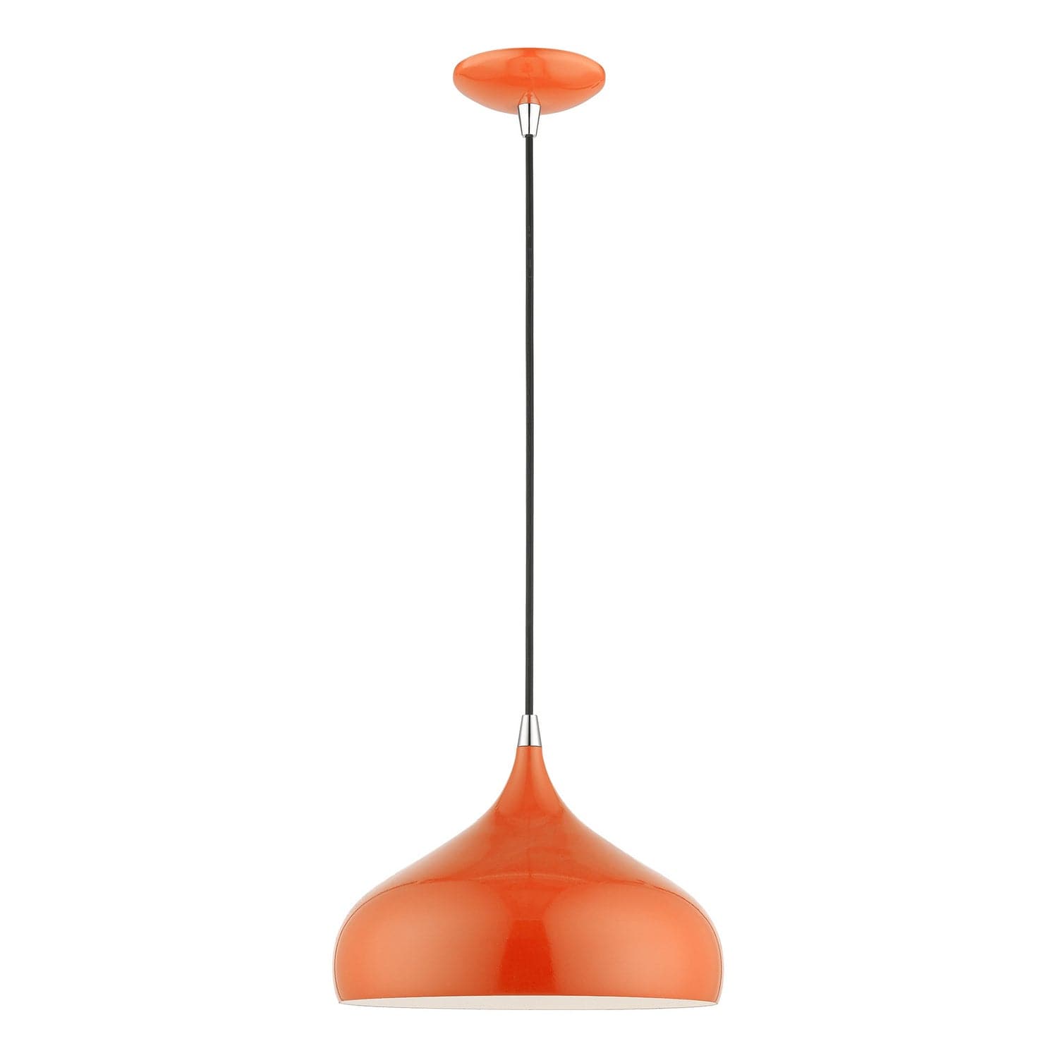 Livex Lighting - 41172-77 - One Light Pendant - Amador - Shiny Orange w/Polished Chrome